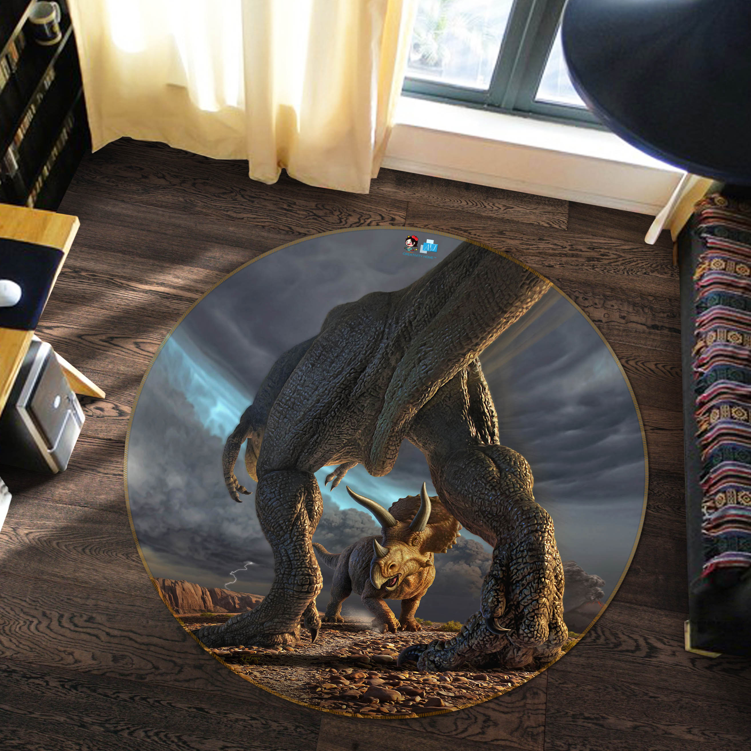 3D Dinosaur 83128 Jerry LoFaro Rug Round Non Slip Rug Mat