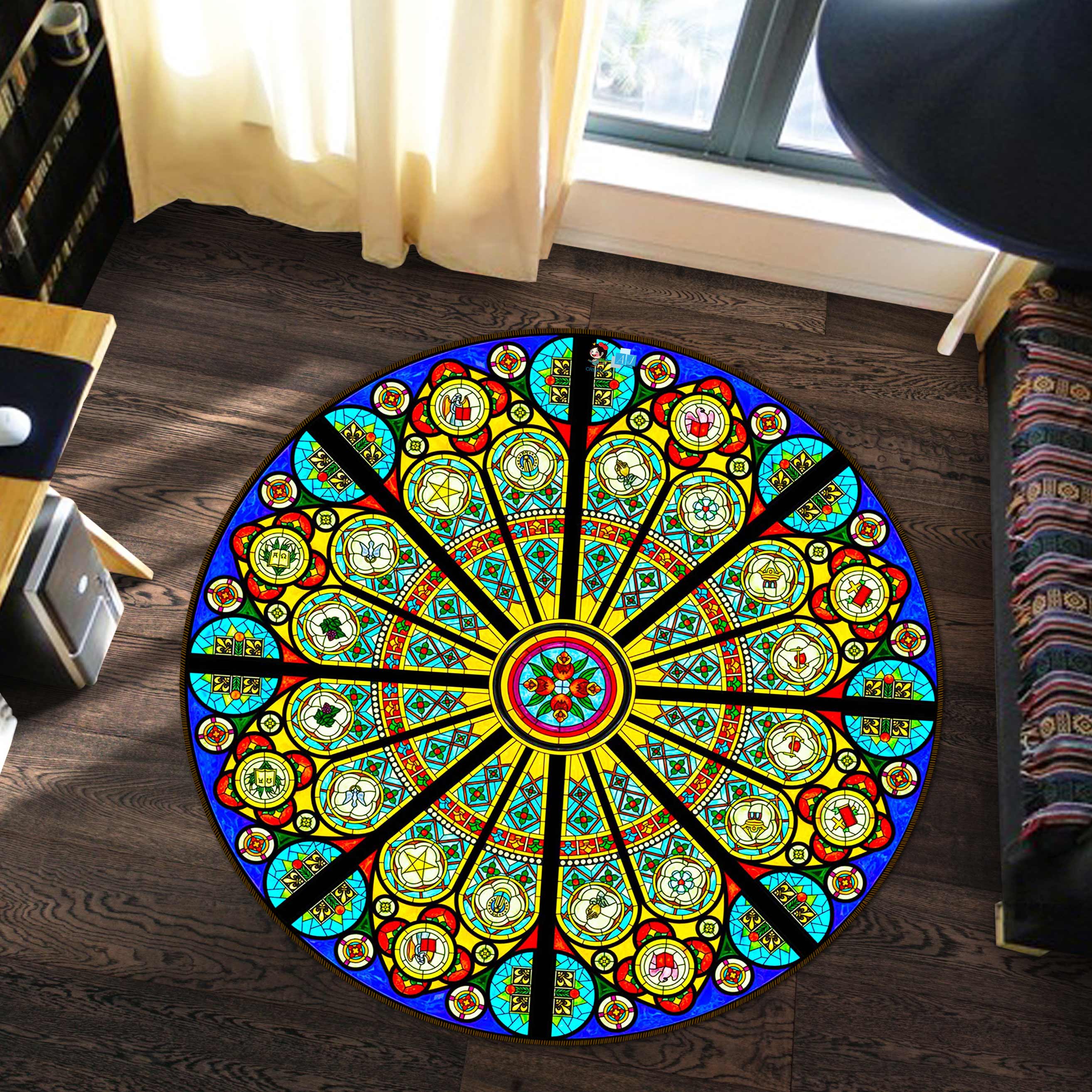 3D Color Pattern 72273 Round Non Slip Rug Mat