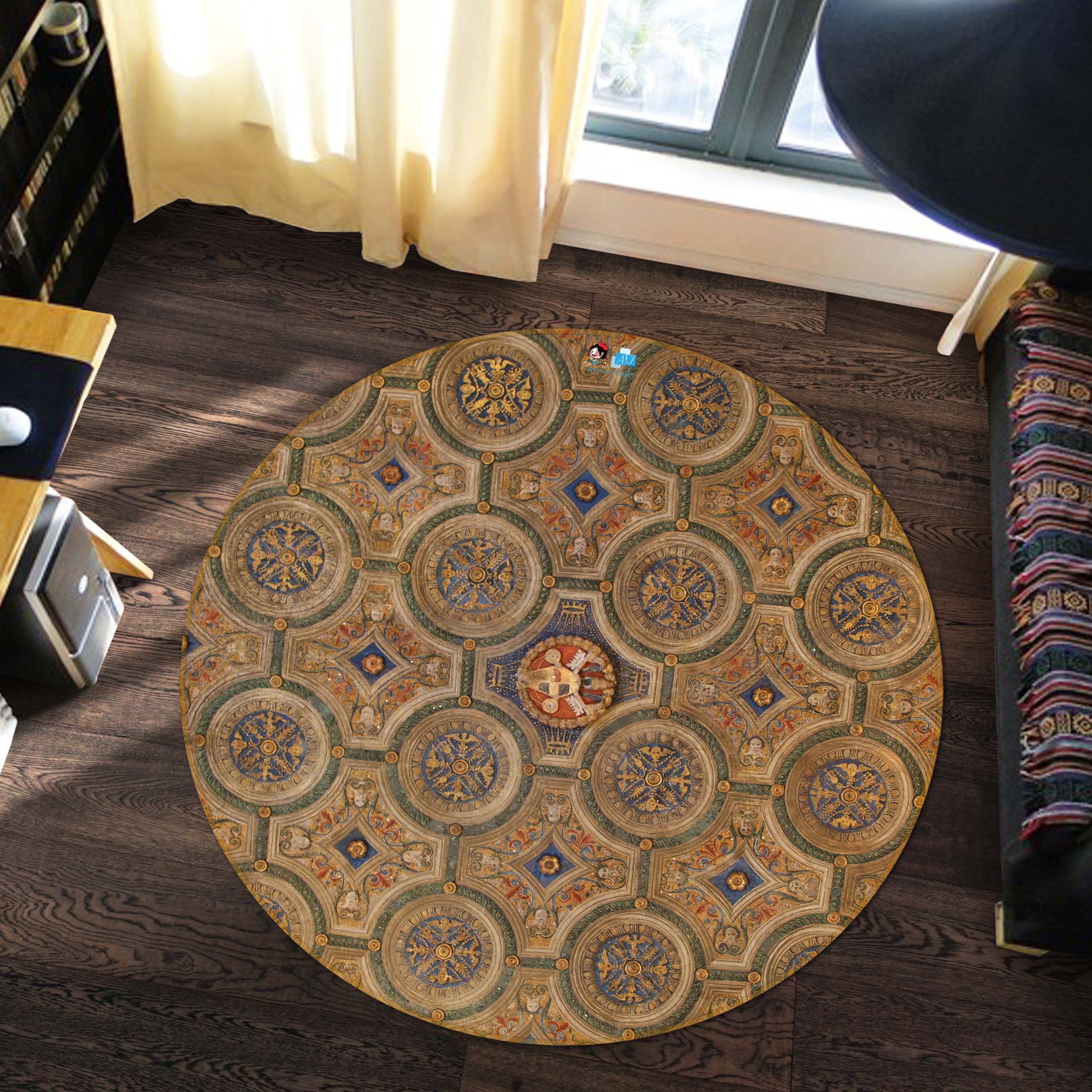 3D Ceiling 72069 Round Non Slip Rug Mat