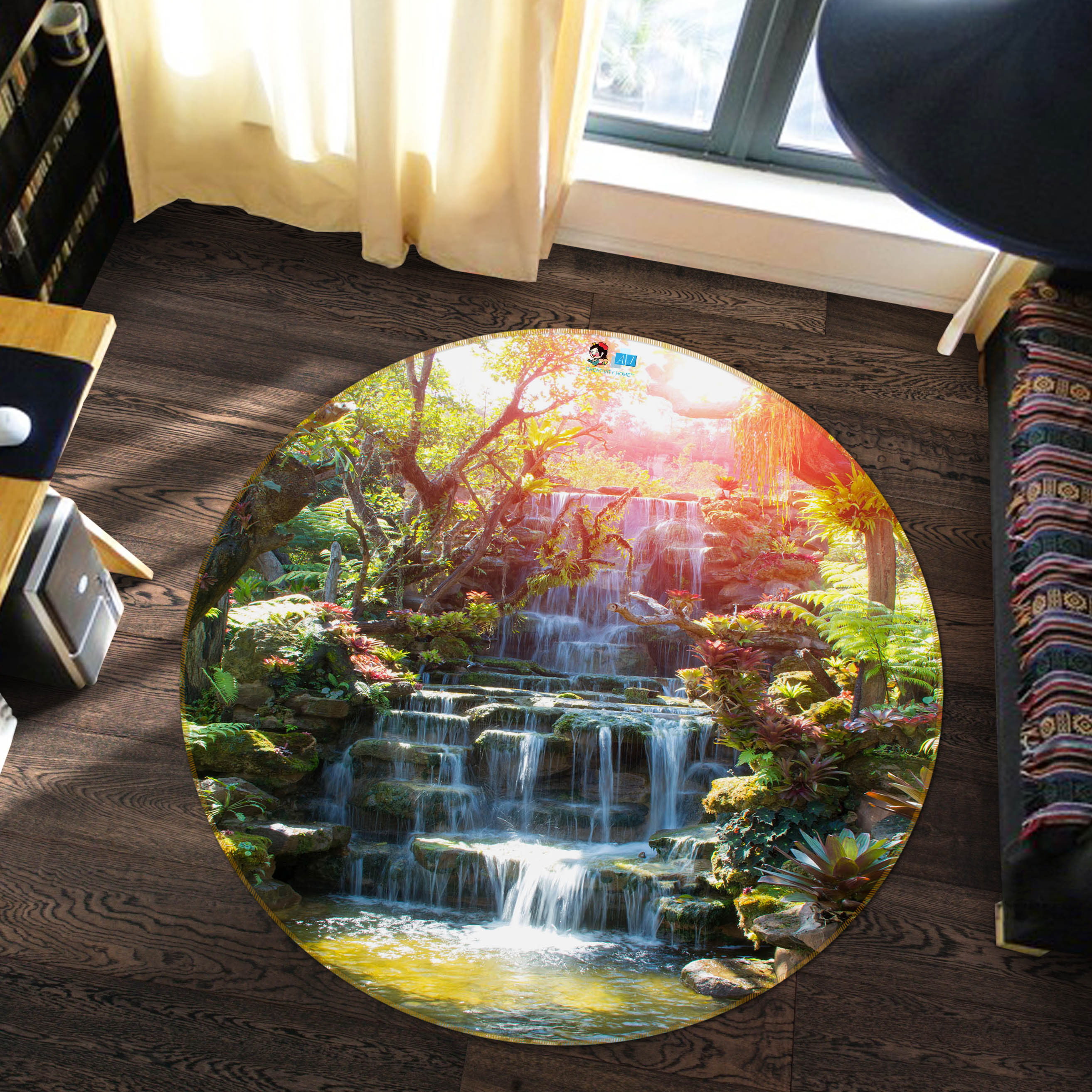 3D Mountain 69117 Round Non Slip Rug Mat