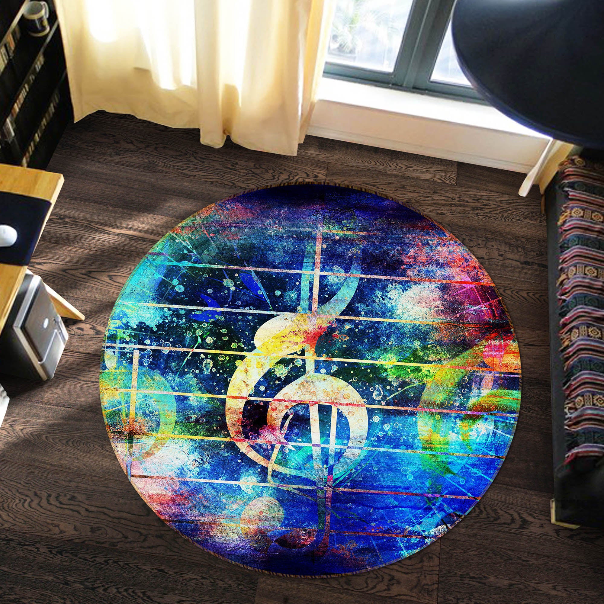 3D Musical Note 29080 Round Non Slip Rug Mat
