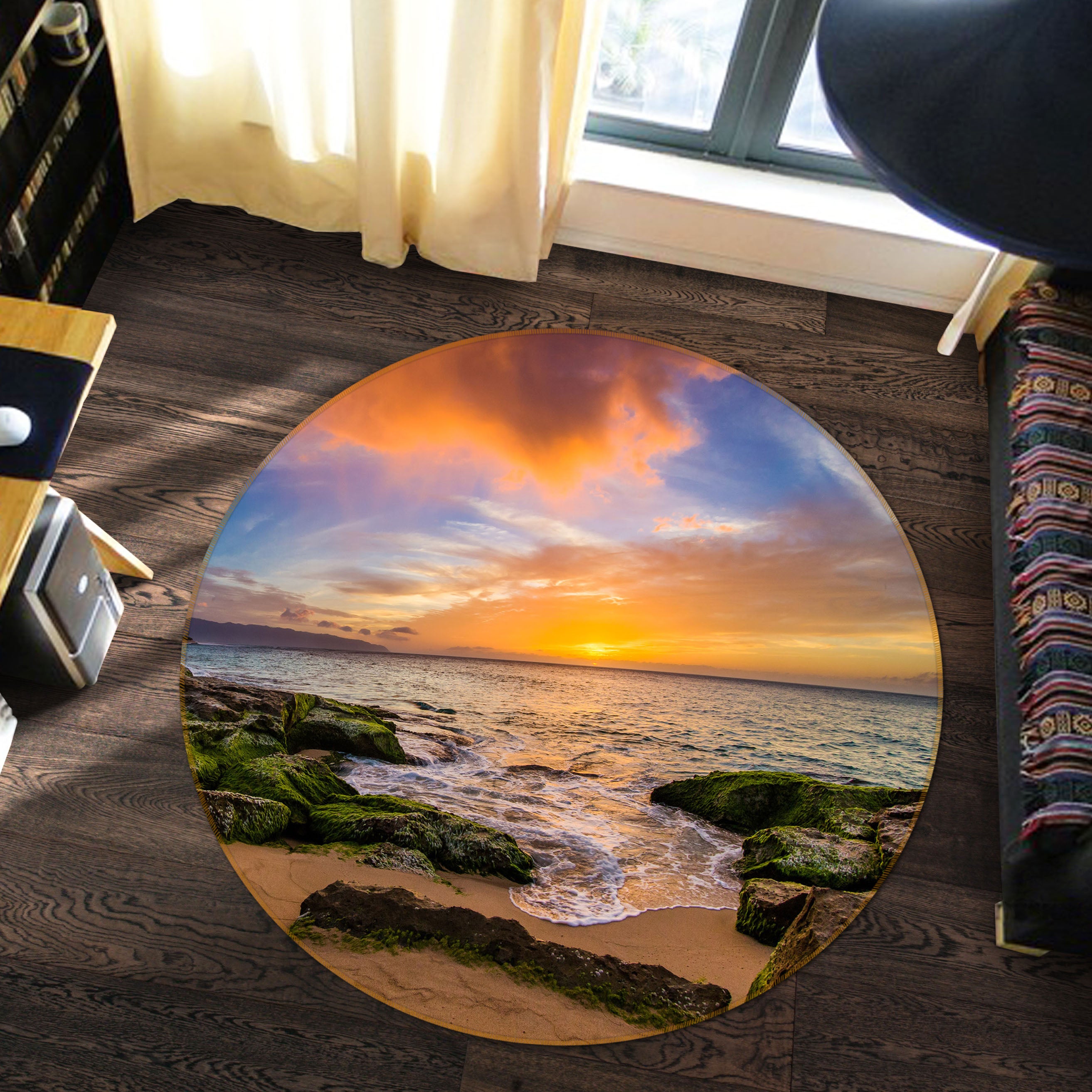 3D Seaside 71186 Round Non Slip Rug Mat