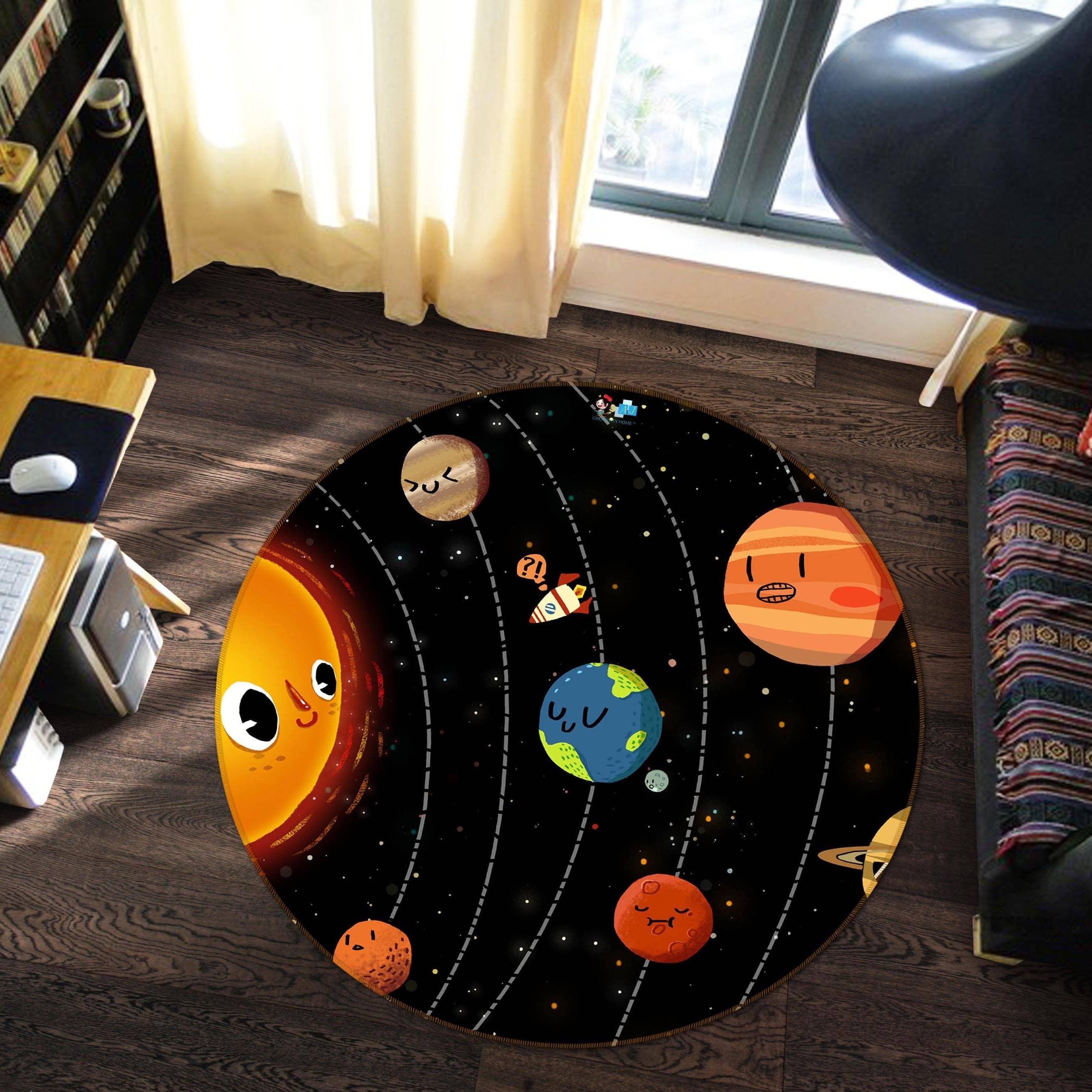 3D Lovely Planets 69 Round Non Slip Rug Mat Mat AJ Creativity Home 