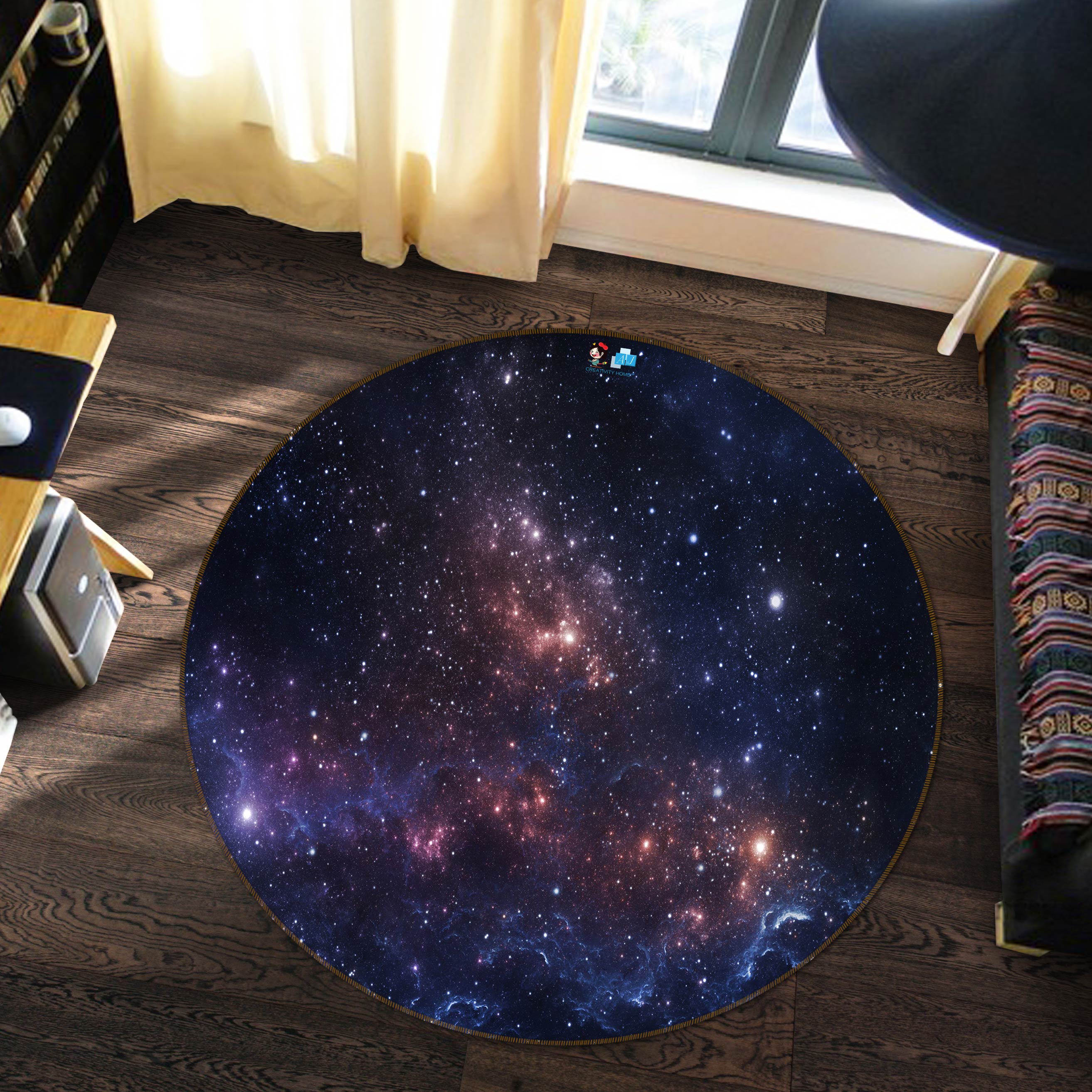 3D Starry Sky 72291 Round Non Slip Rug Mat
