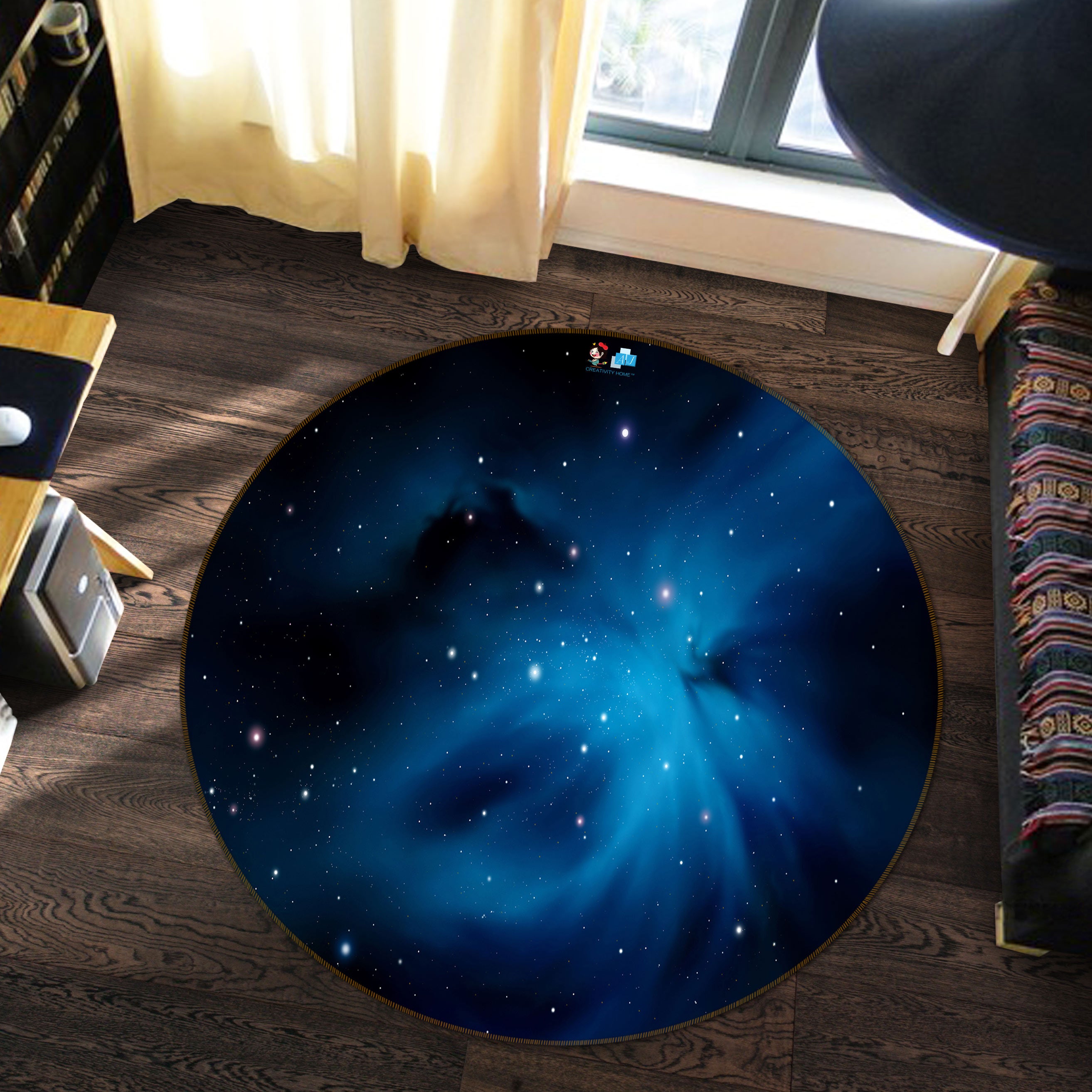 3D Starry Sky 72290 Round Non Slip Rug Mat