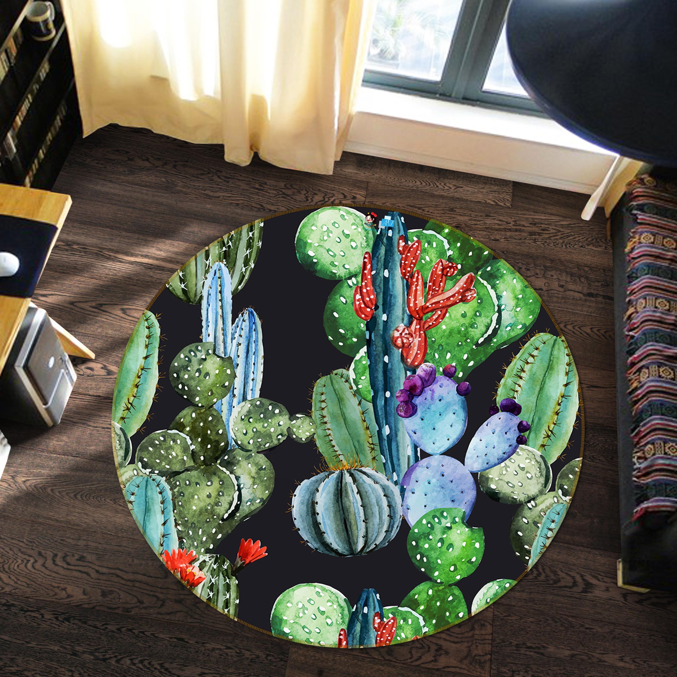 3D Cactus 72174 Round Non Slip Rug Mat