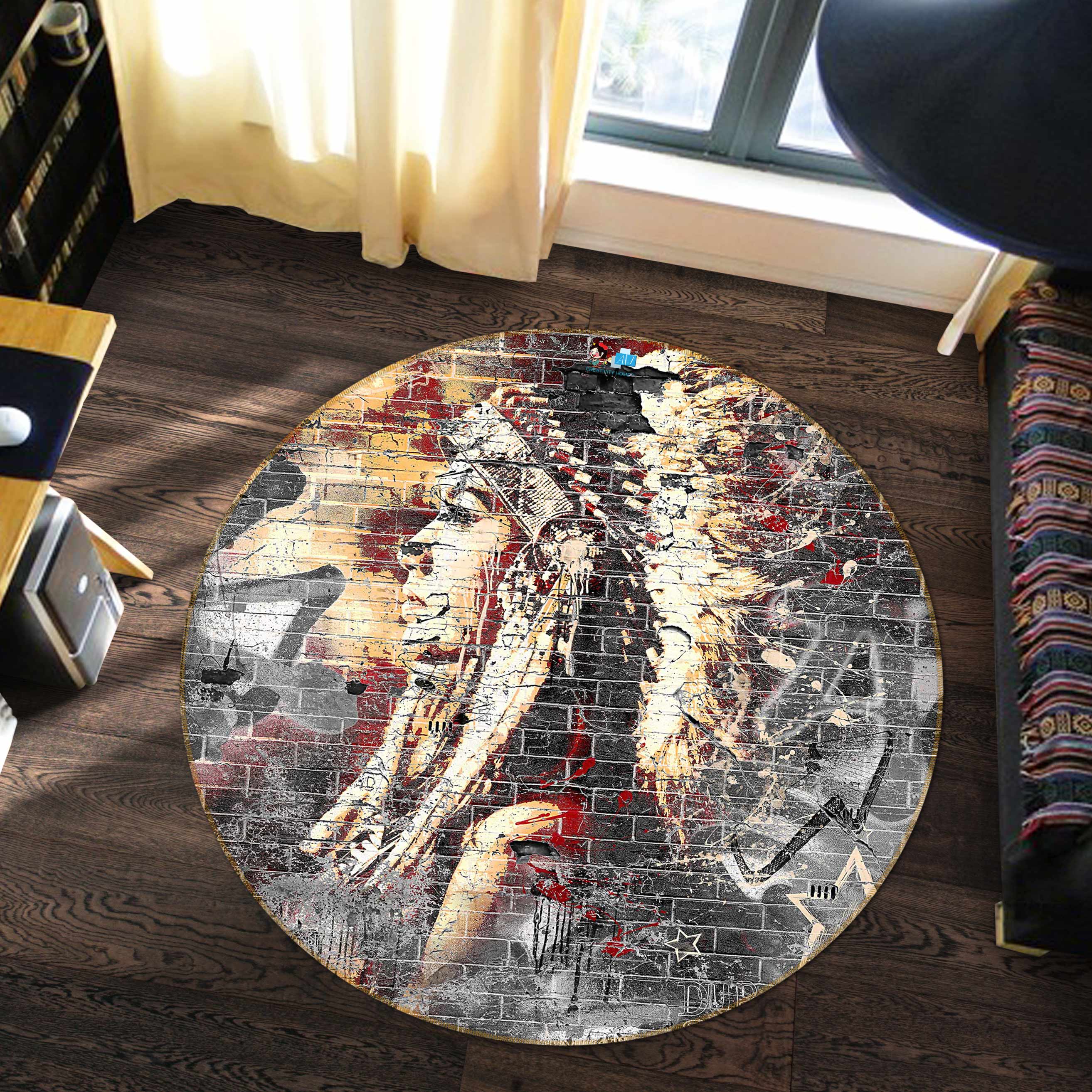3D Wall Graffiti 81002 Round Non Slip Rug Mat
