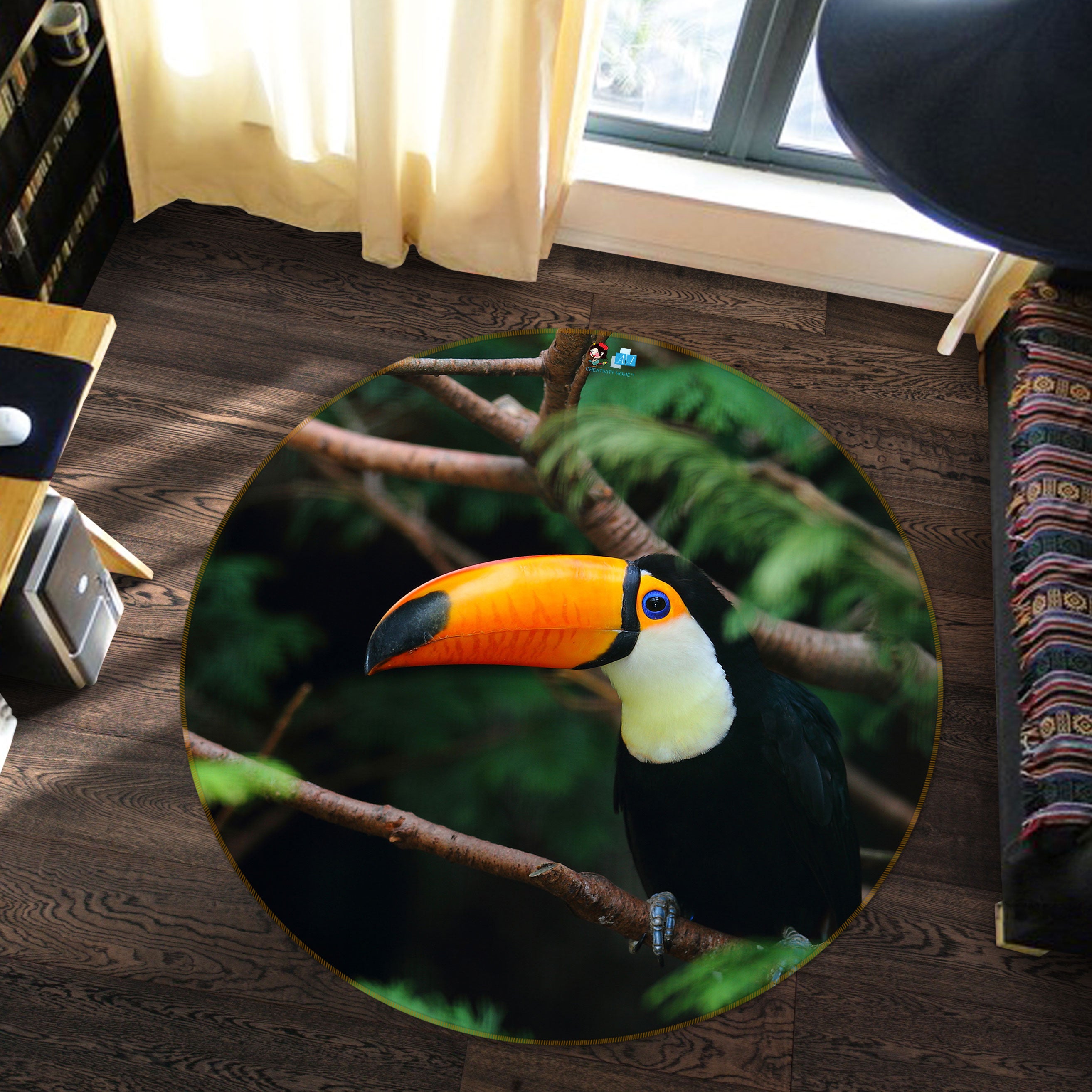 3D Stork Branch 81229 Round Non Slip Rug Mat