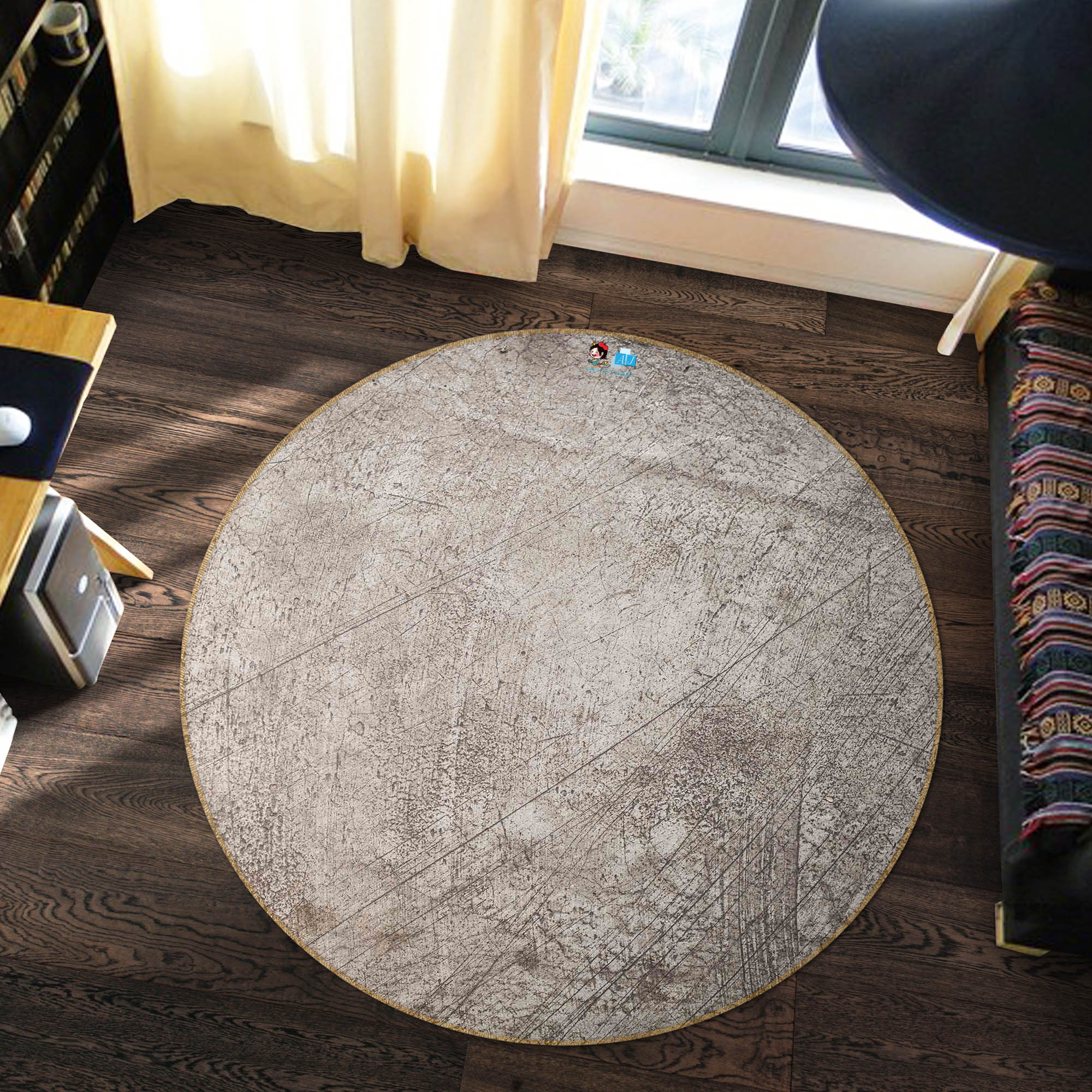 3D Gray 64183 Round Non Slip Rug Mat