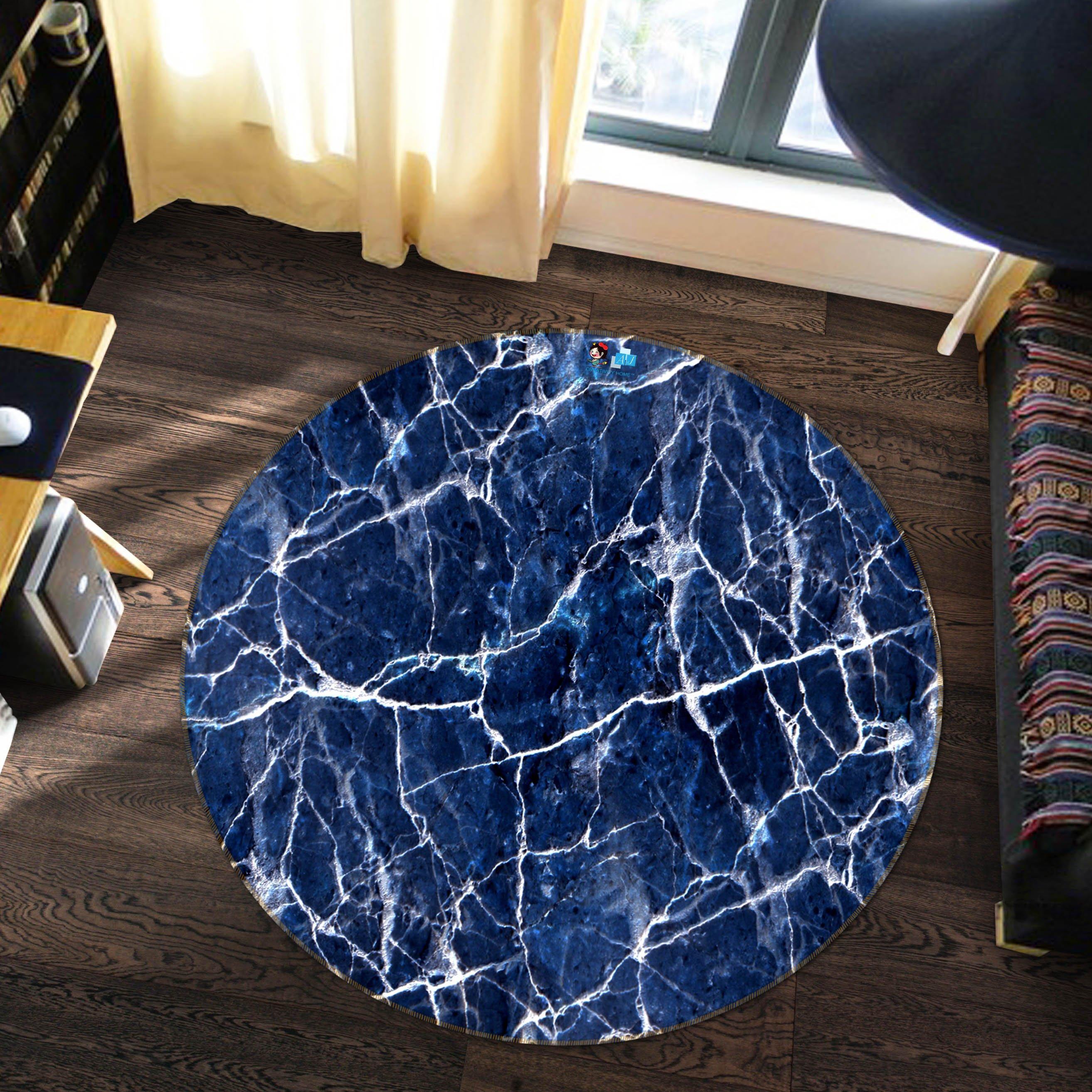 3D Blue Marble Texture 635 Round Non Slip Rug Mat Mat AJ Creativity Home 
