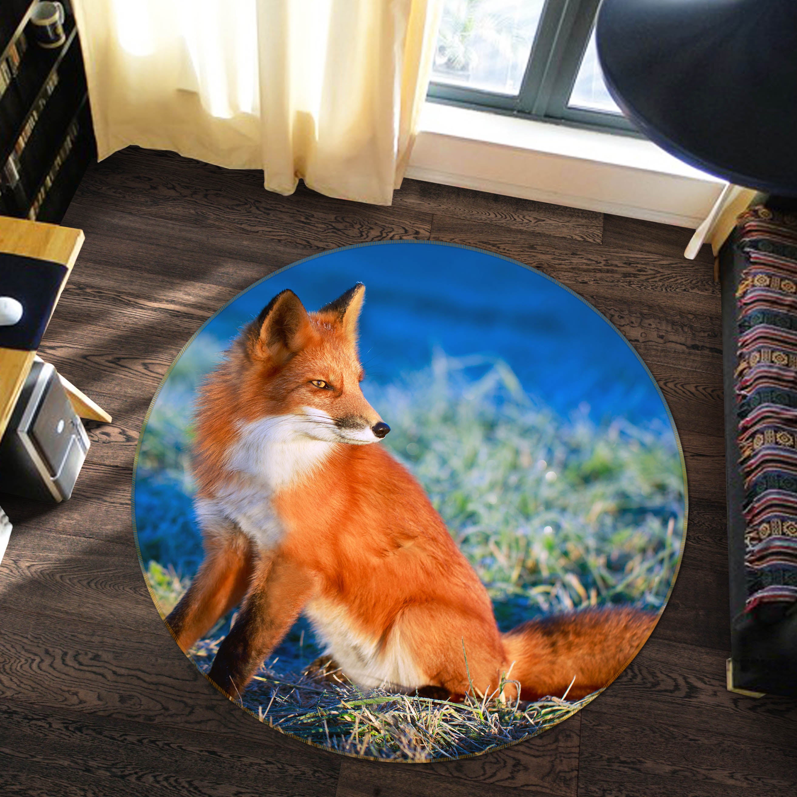 3D Fox 38001 Animal Round Non Slip Rug Mat