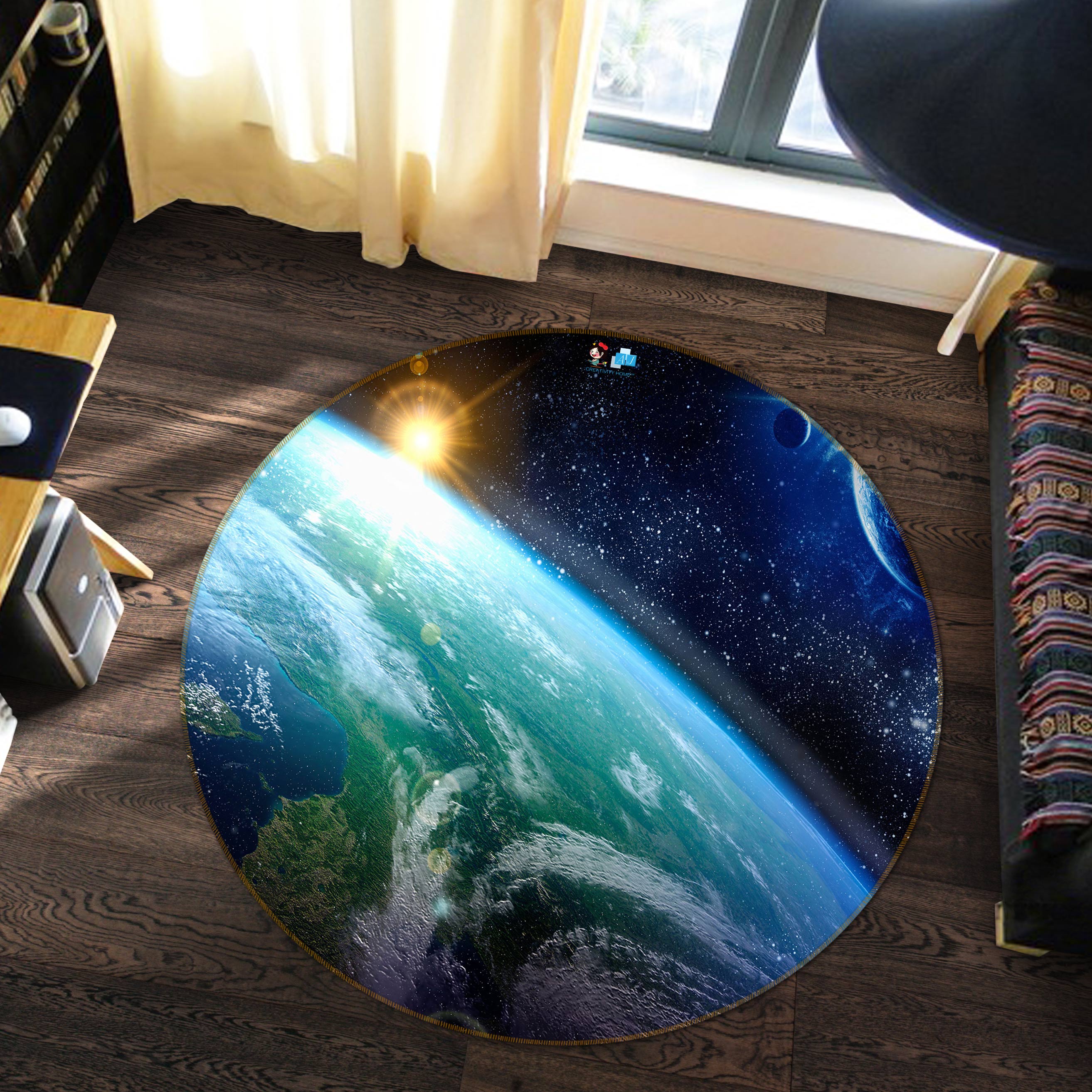 3D Earth Planet 81008 Round Non Slip Rug Mat