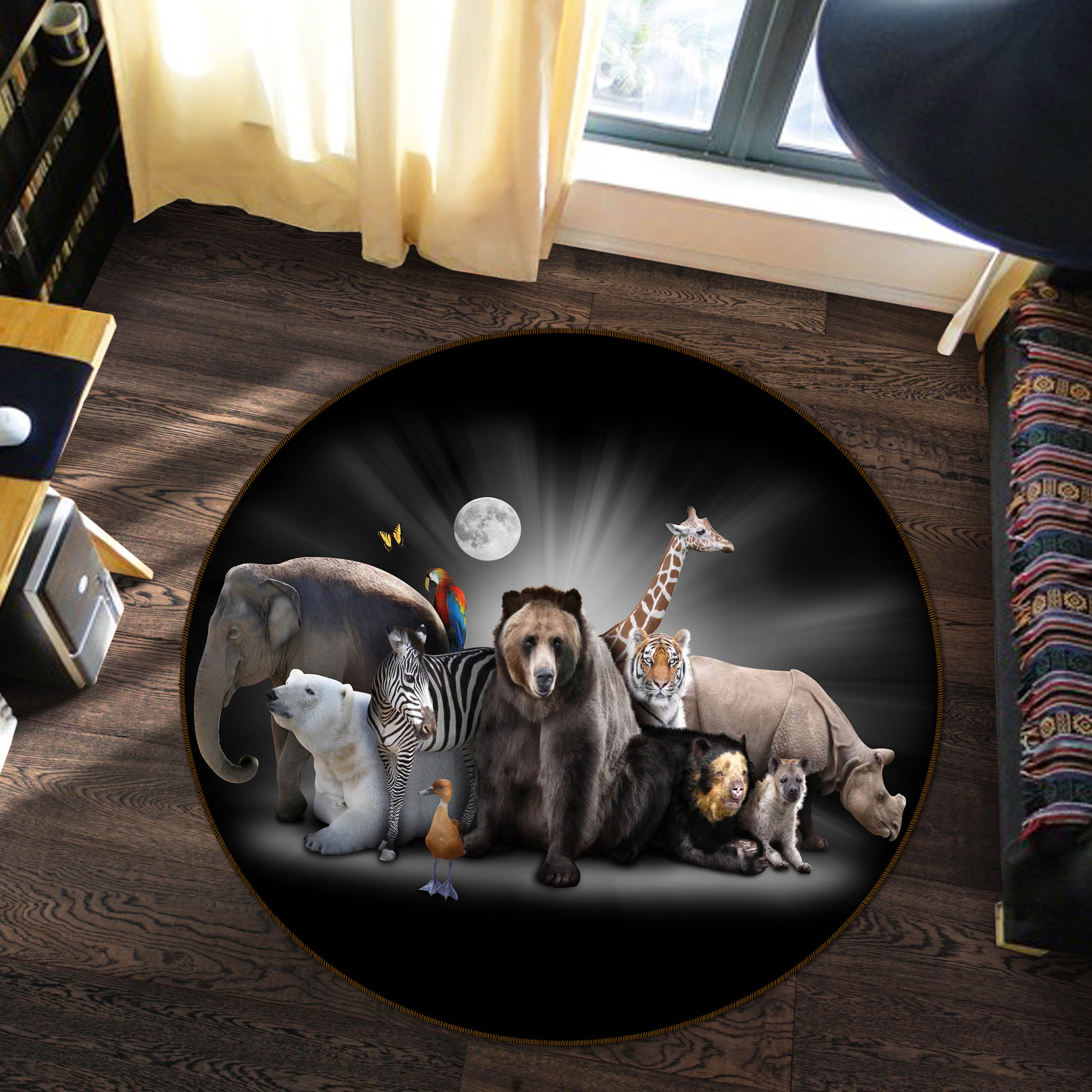3D Animal Group 37153 Animal Round Non Slip Rug Mat