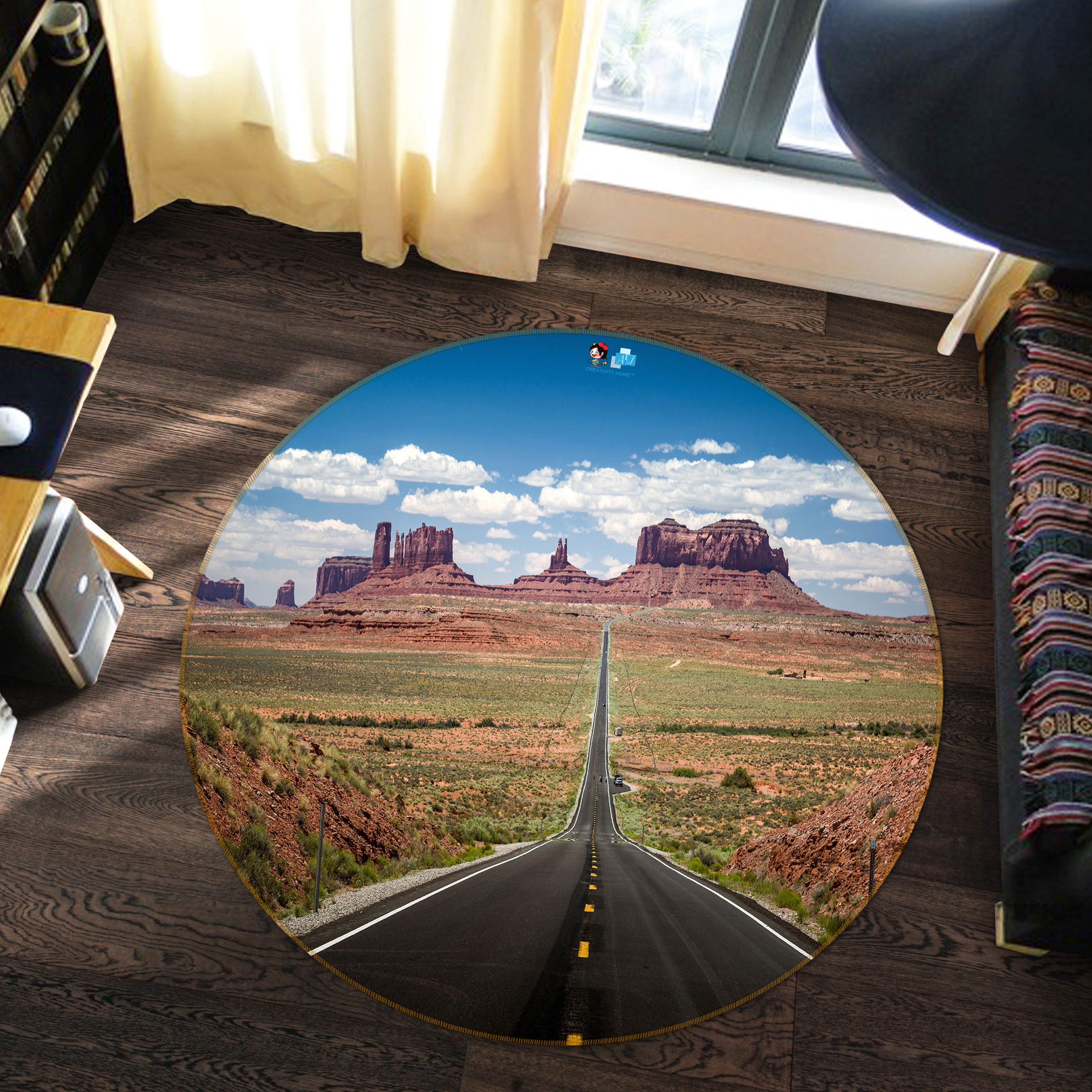 3D Highway 72193 Round Non Slip Rug Mat