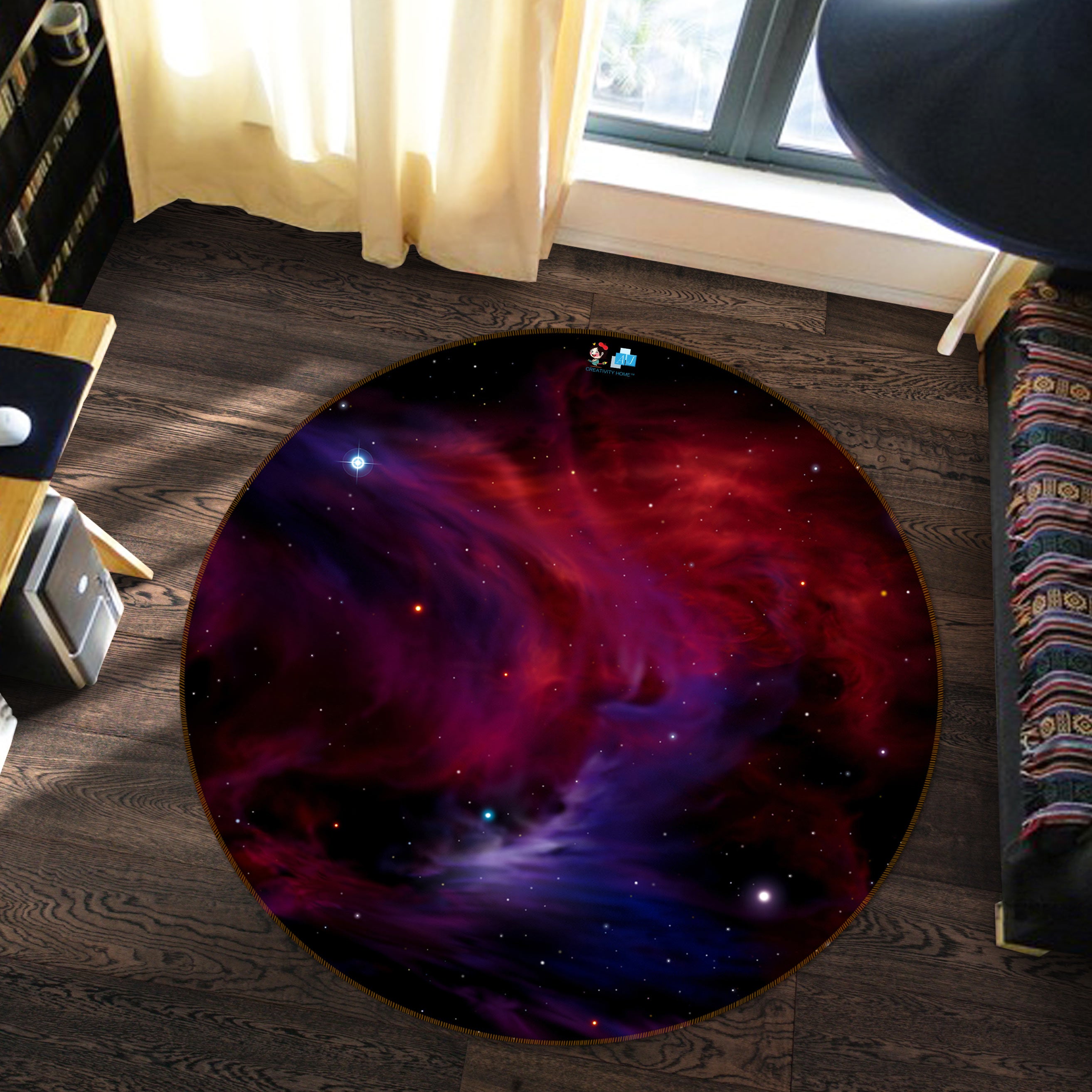 3D Starry Sky 72227 Round Non Slip Rug Mat