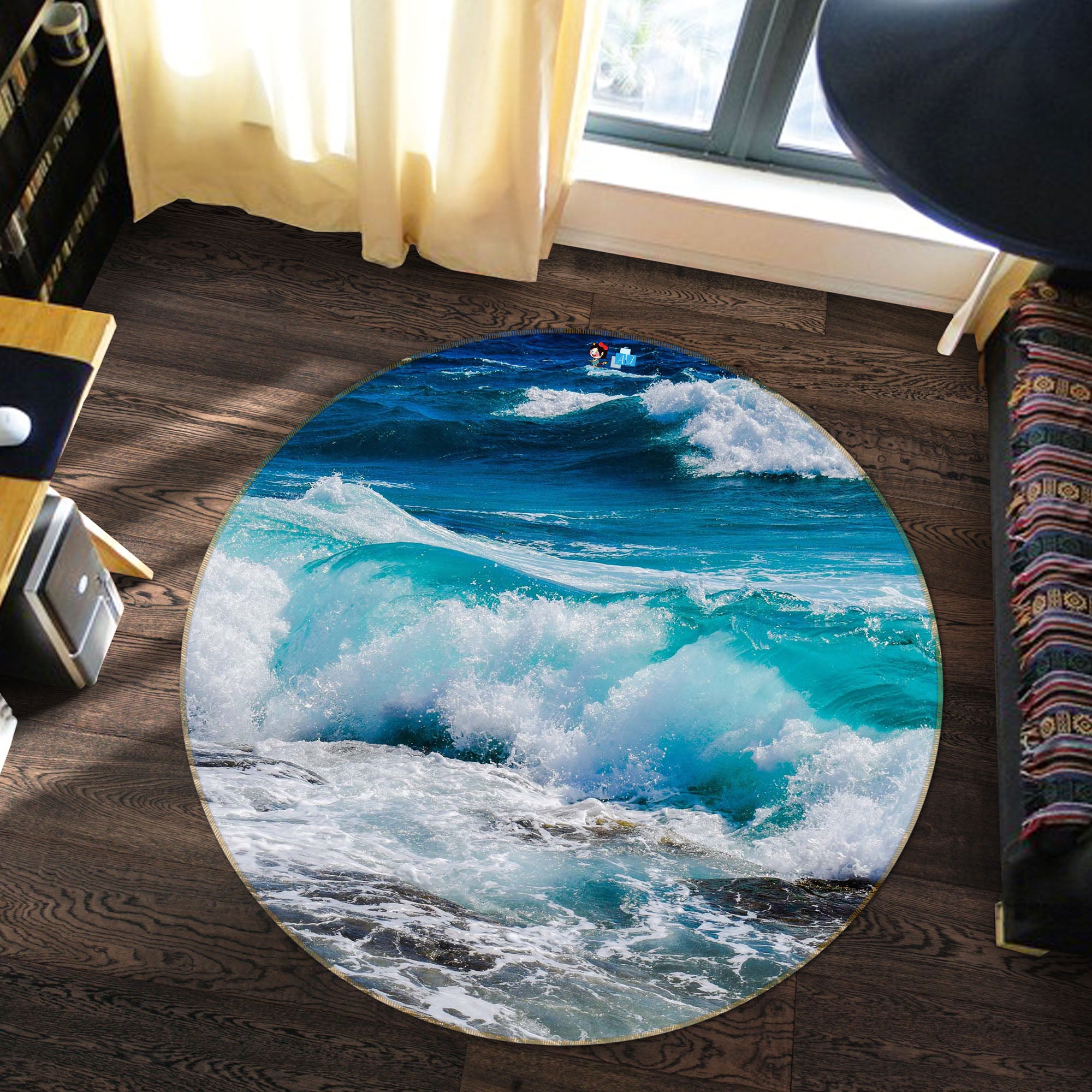 3D Waves 64100 Round Non Slip Rug Mat