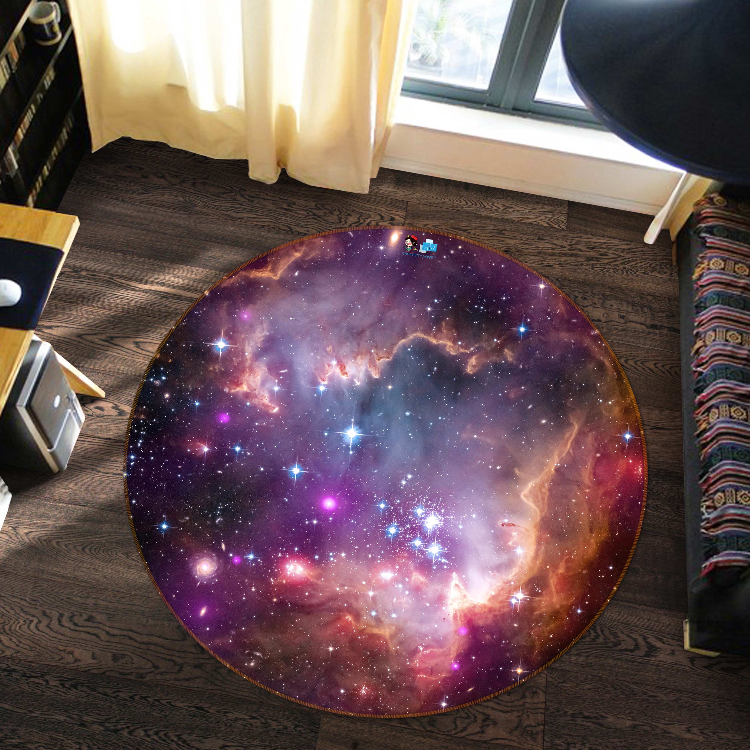 3D Starry Sky 73013 Round Non Slip Rug Mat