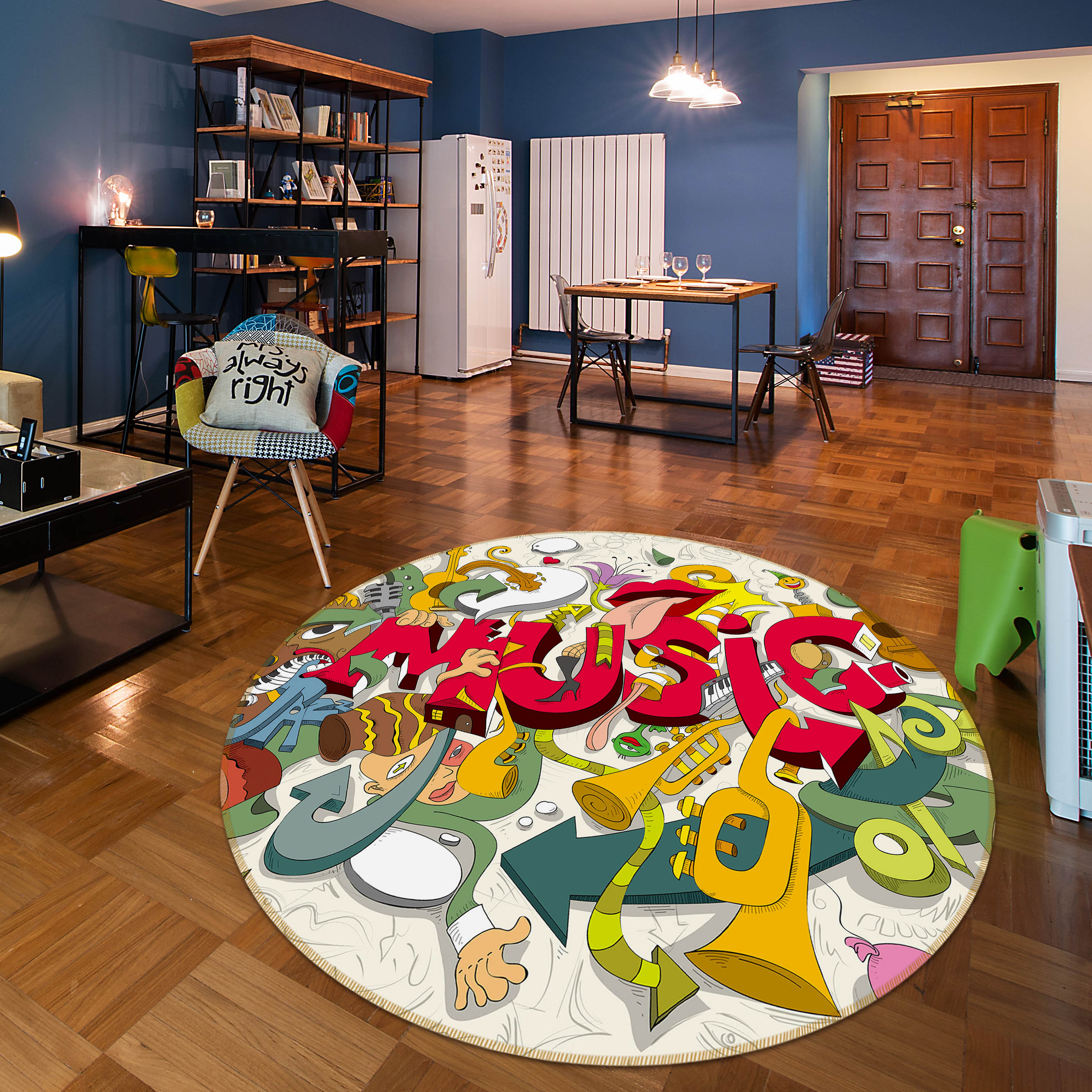 3D Musical Instrument 29062 Round Non Slip Rug Mat