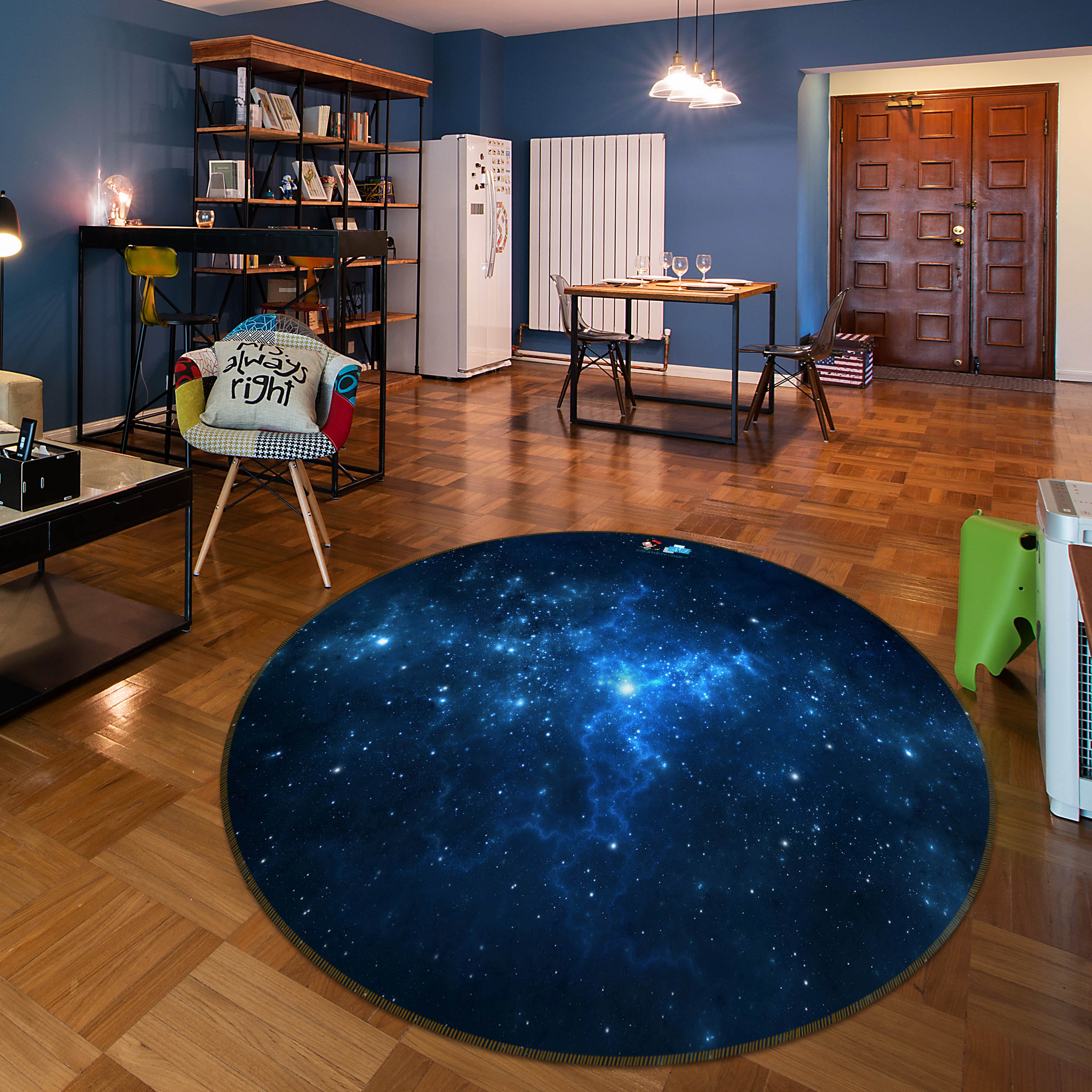 3D Starry Sky 74087 Round Non Slip Rug Mat
