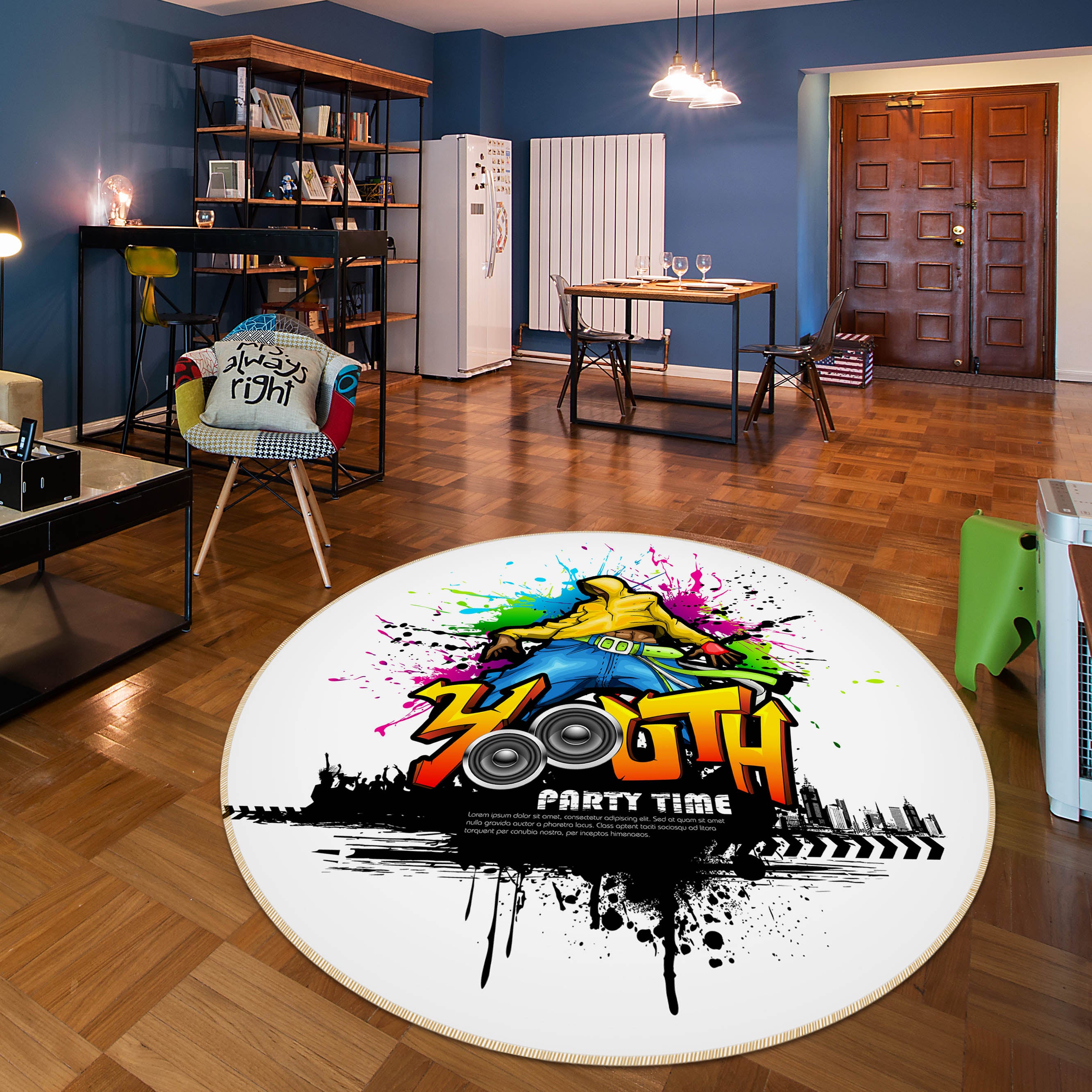 3D Color Boy 29004 Round Non Slip Rug Mat