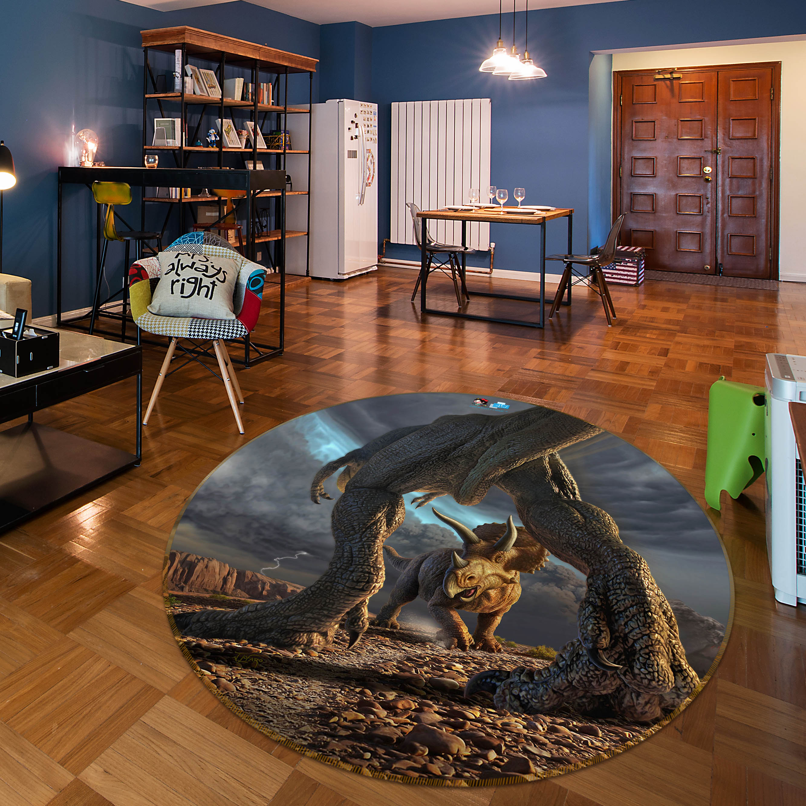 3D Dinosaur 83128 Jerry LoFaro Rug Round Non Slip Rug Mat