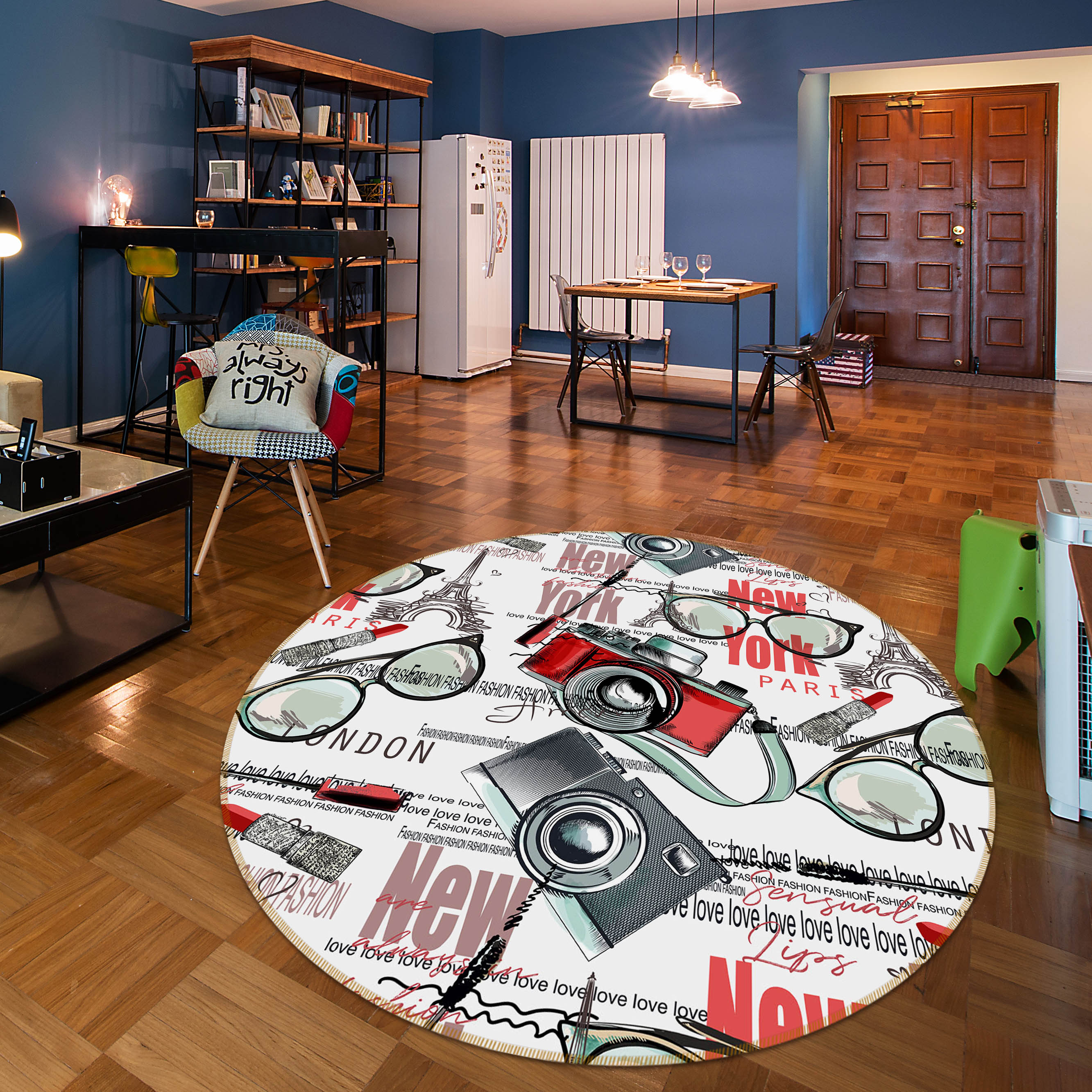 3D Glasses Camera 29044 Round Non Slip Rug Mat