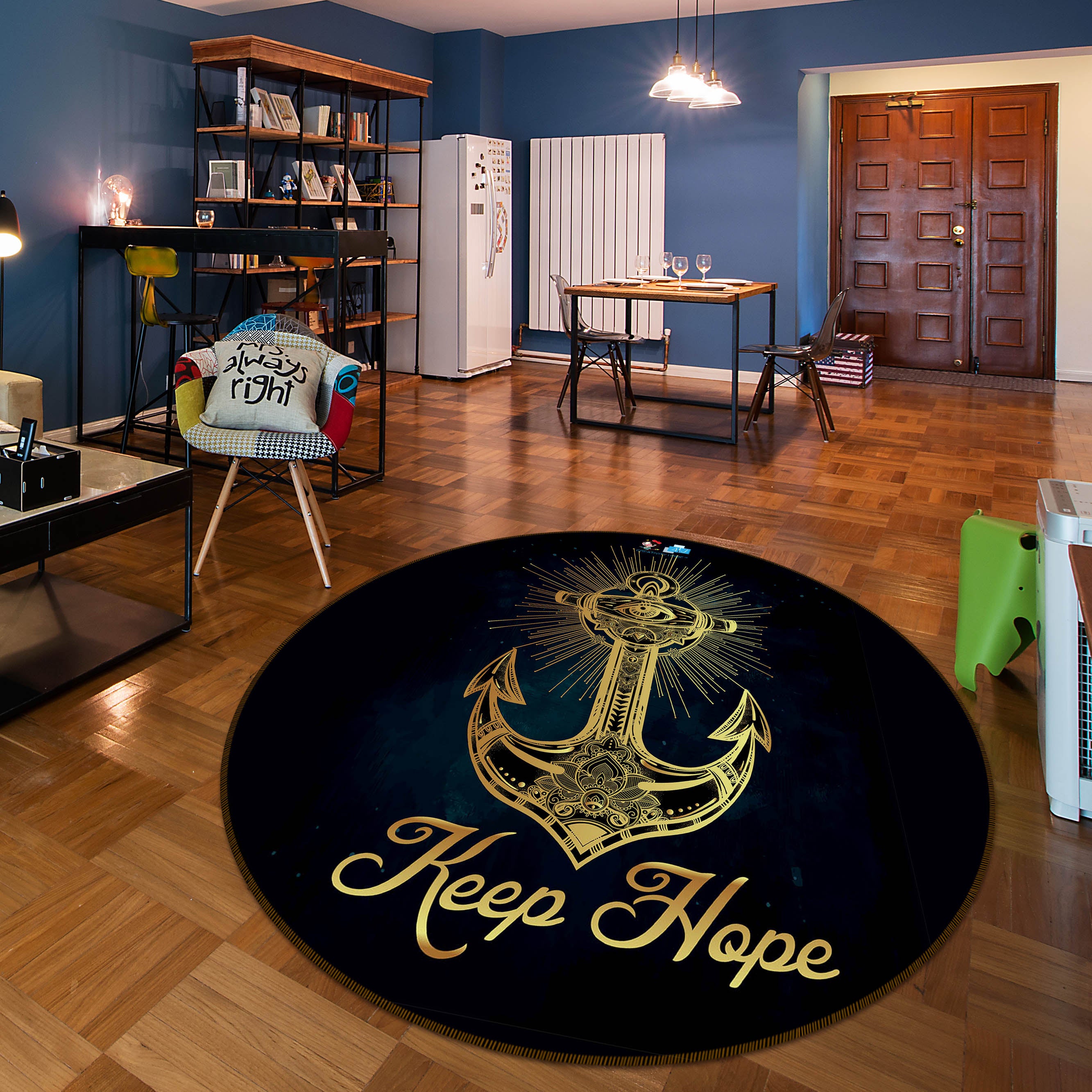 3D Anchor 75051 Round Non Slip Rug Mat