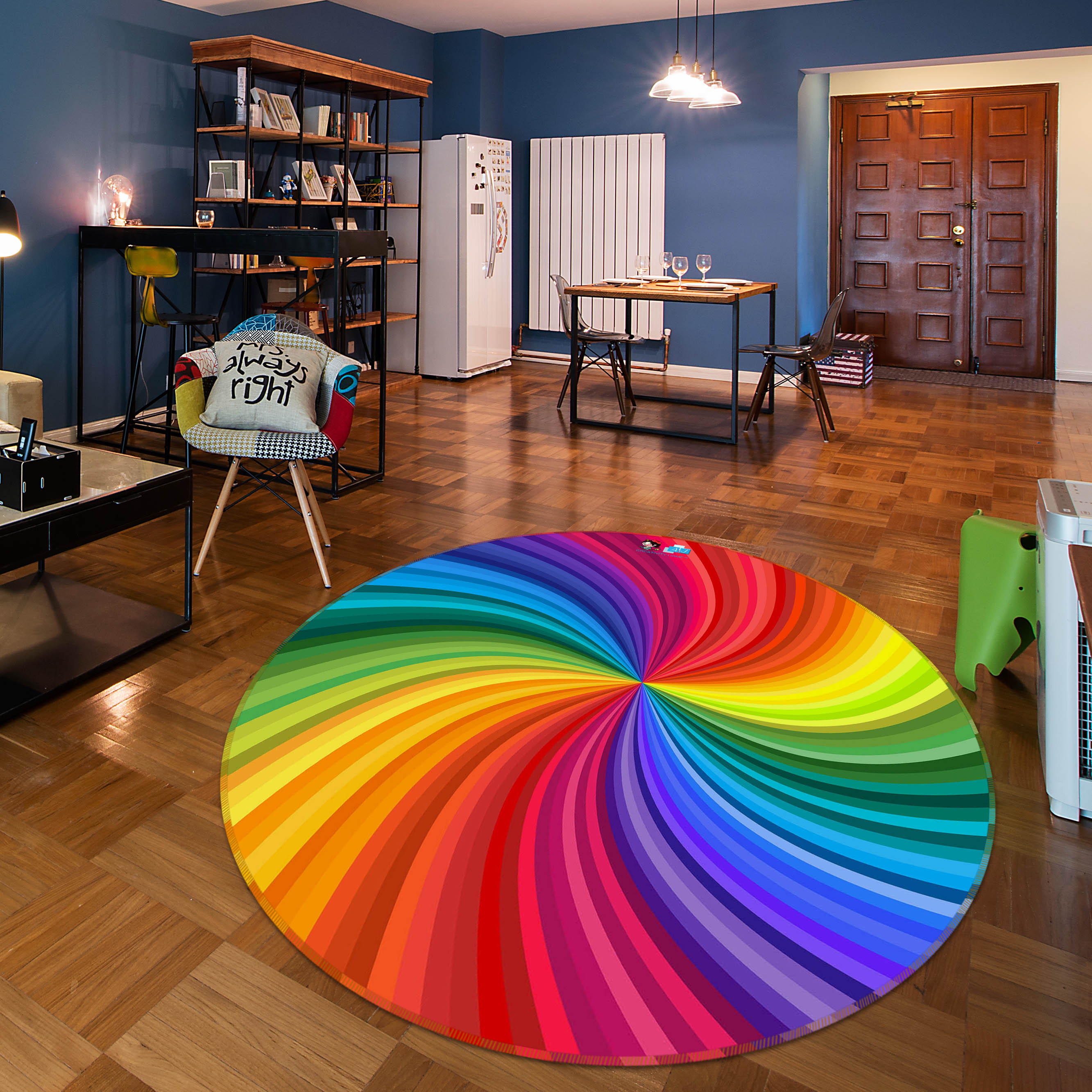 3D Color Vortex 75067 Round Non Slip Rug Mat