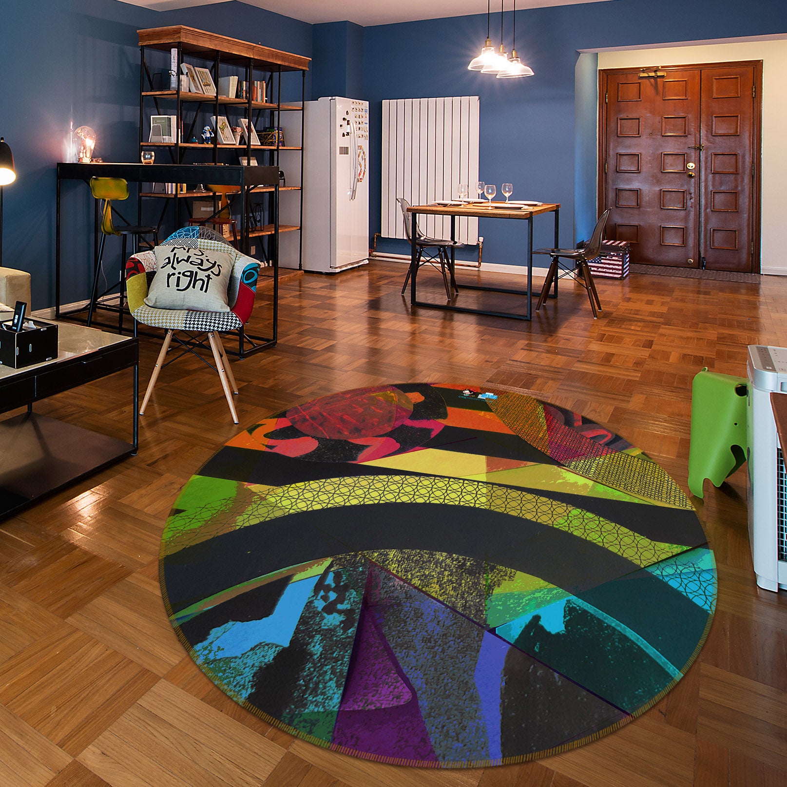 3D Color Pattern 191112 Shandra Smith Rug Round Non Slip Rug Mat