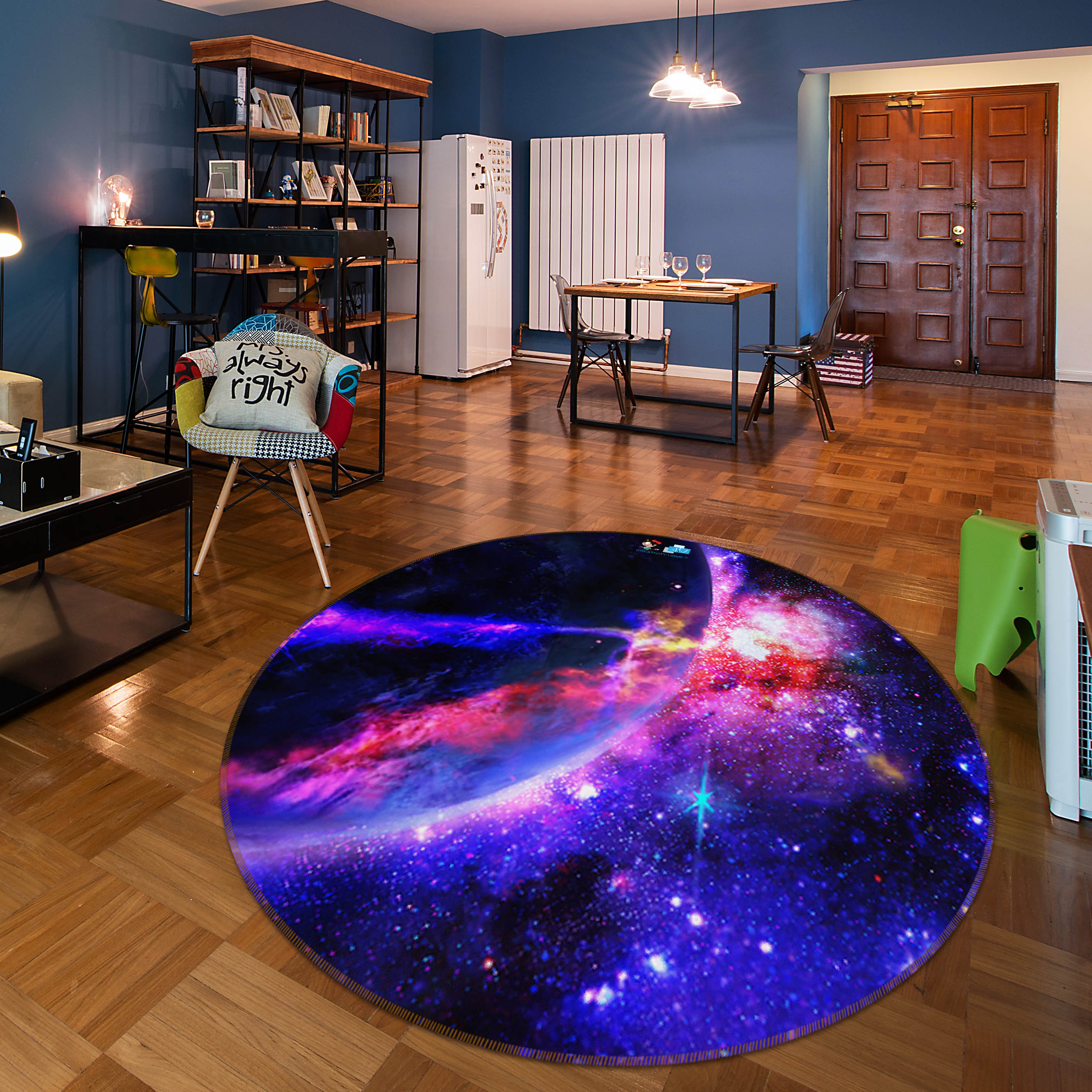 3D Color Starlight Starry Sky 74105 Round Non Slip Rug Mat