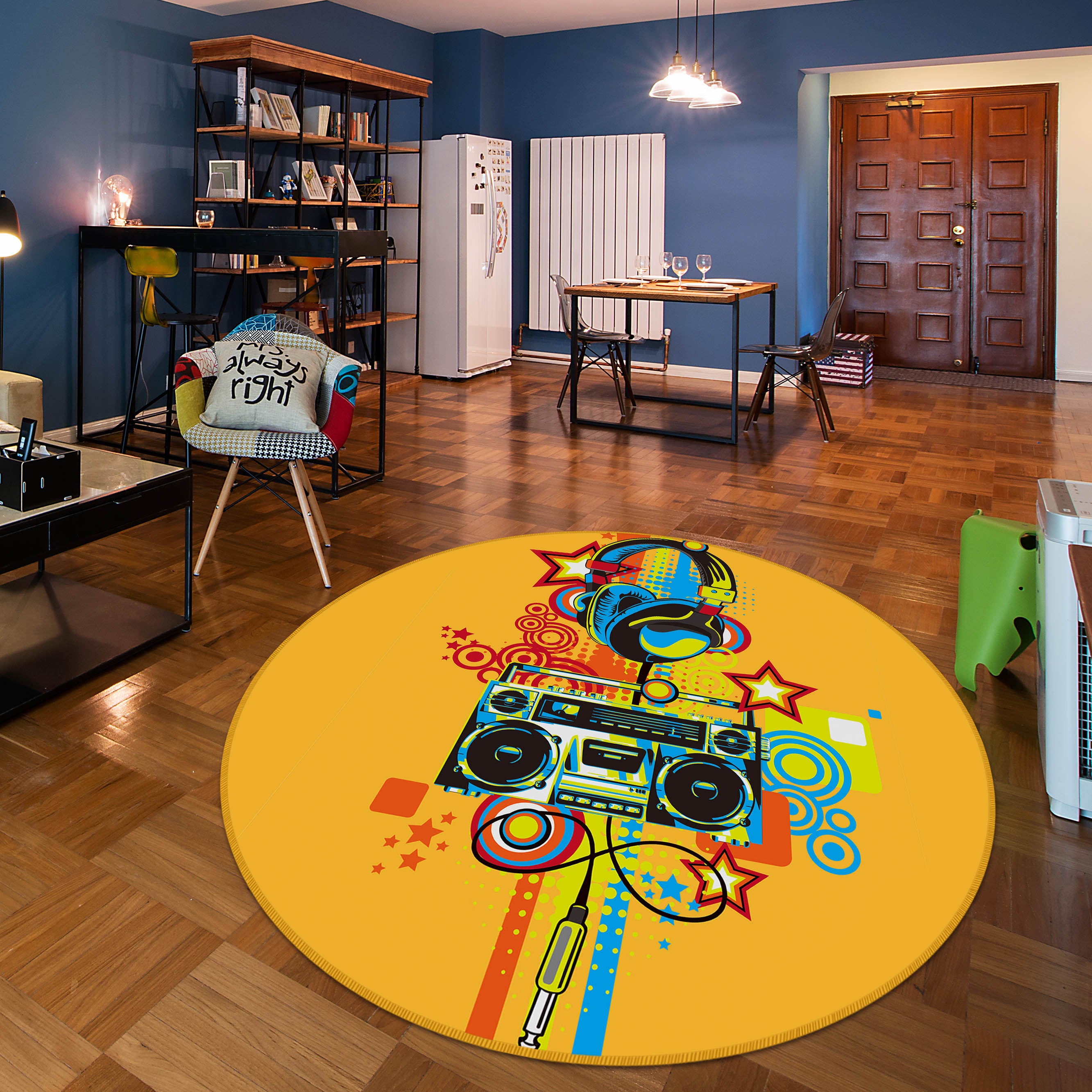3D Headset Sound 29103 Round Non Slip Rug Mat