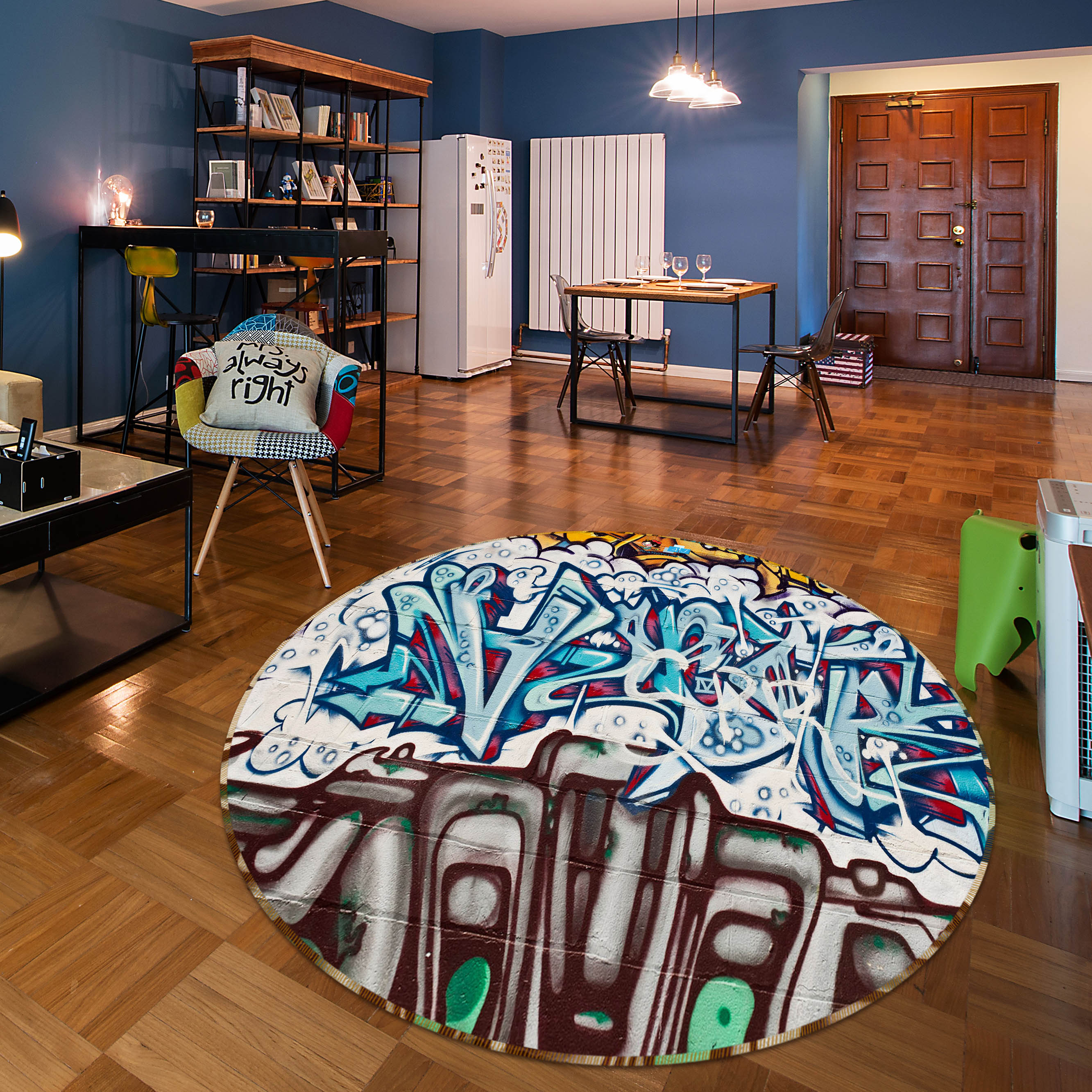 3D Graffiti Wall 74081 Round Non Slip Rug Mat