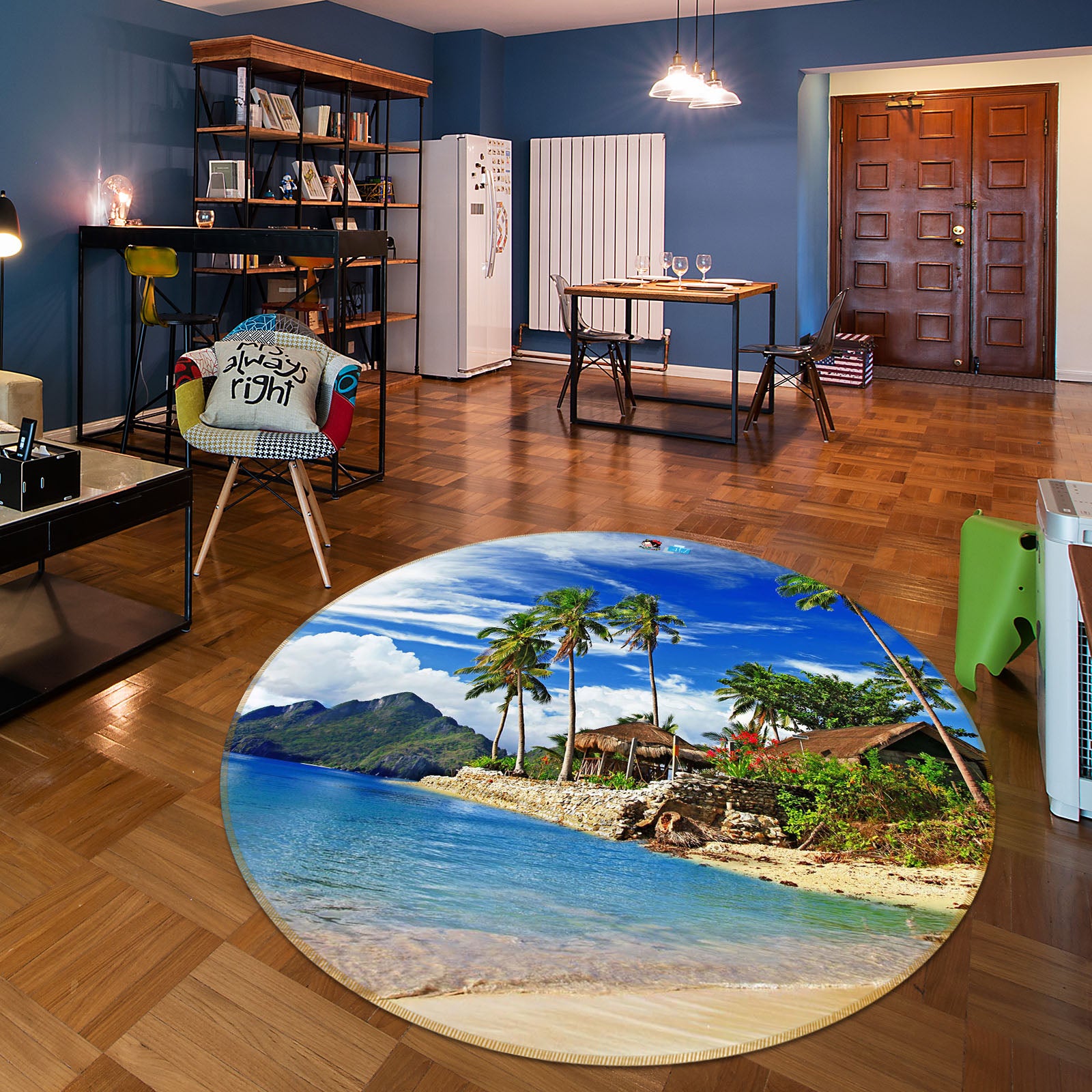 3D Seaside 66169 Round Non Slip Rug Mat
