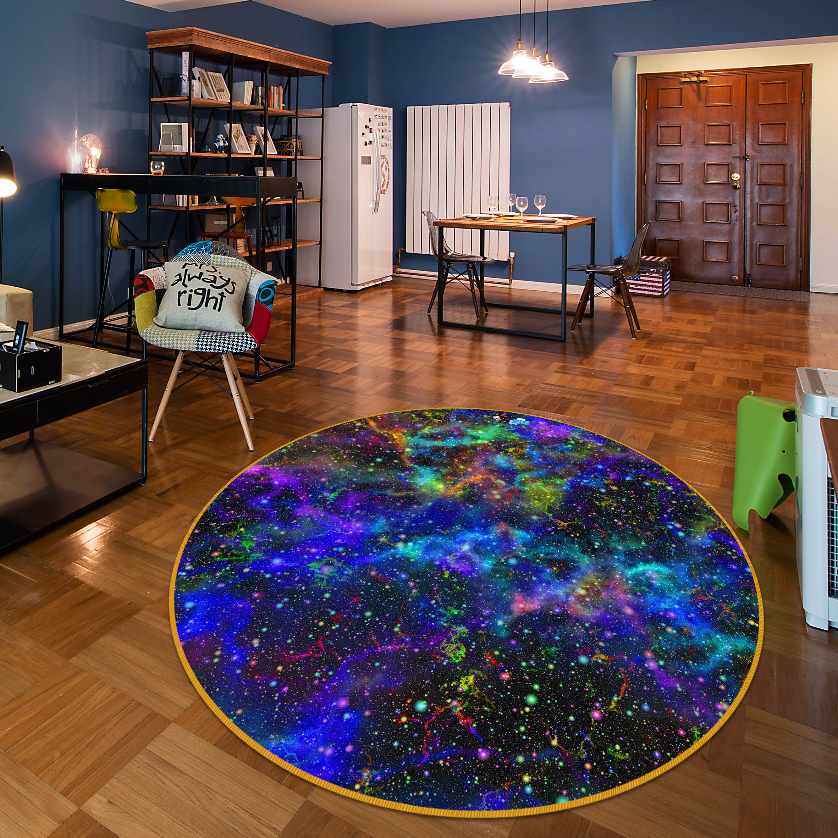 3D Colorful Starry Sky 69084 Round Non Slip Rug Mat