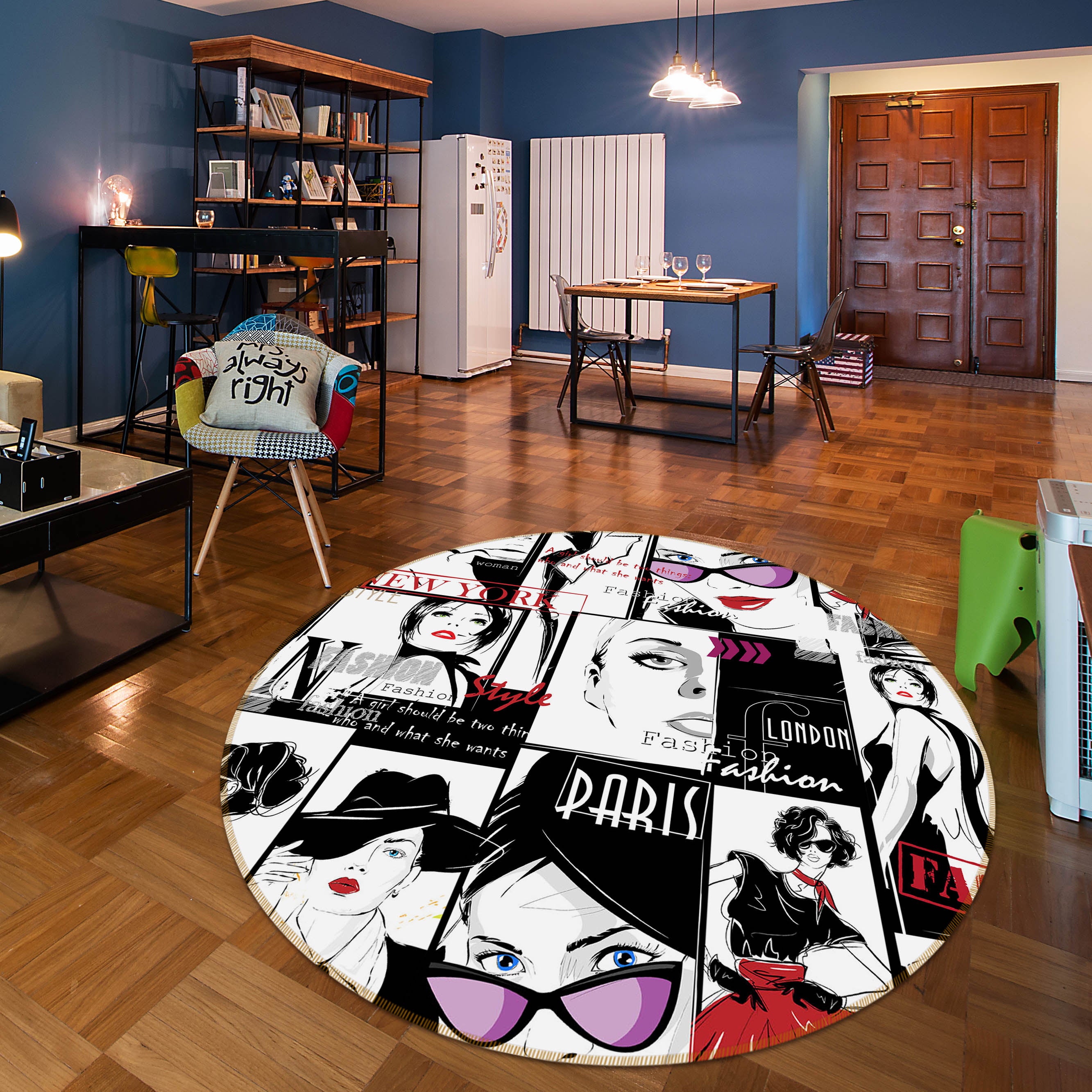 3D Pretty Girl 29045 Round Non Slip Rug Mat