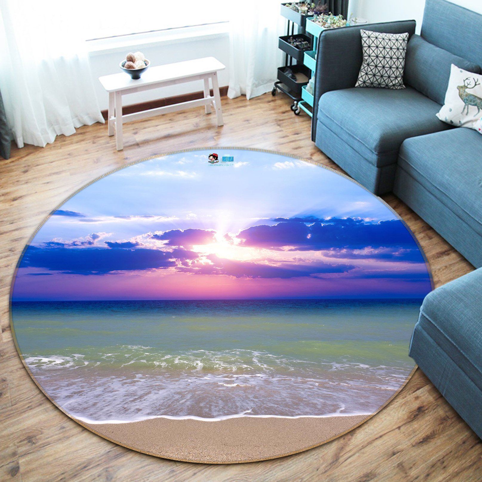 3D Magic Sea Sunset 123 Round Non Slip Rug Mat Mat AJ Creativity Home 