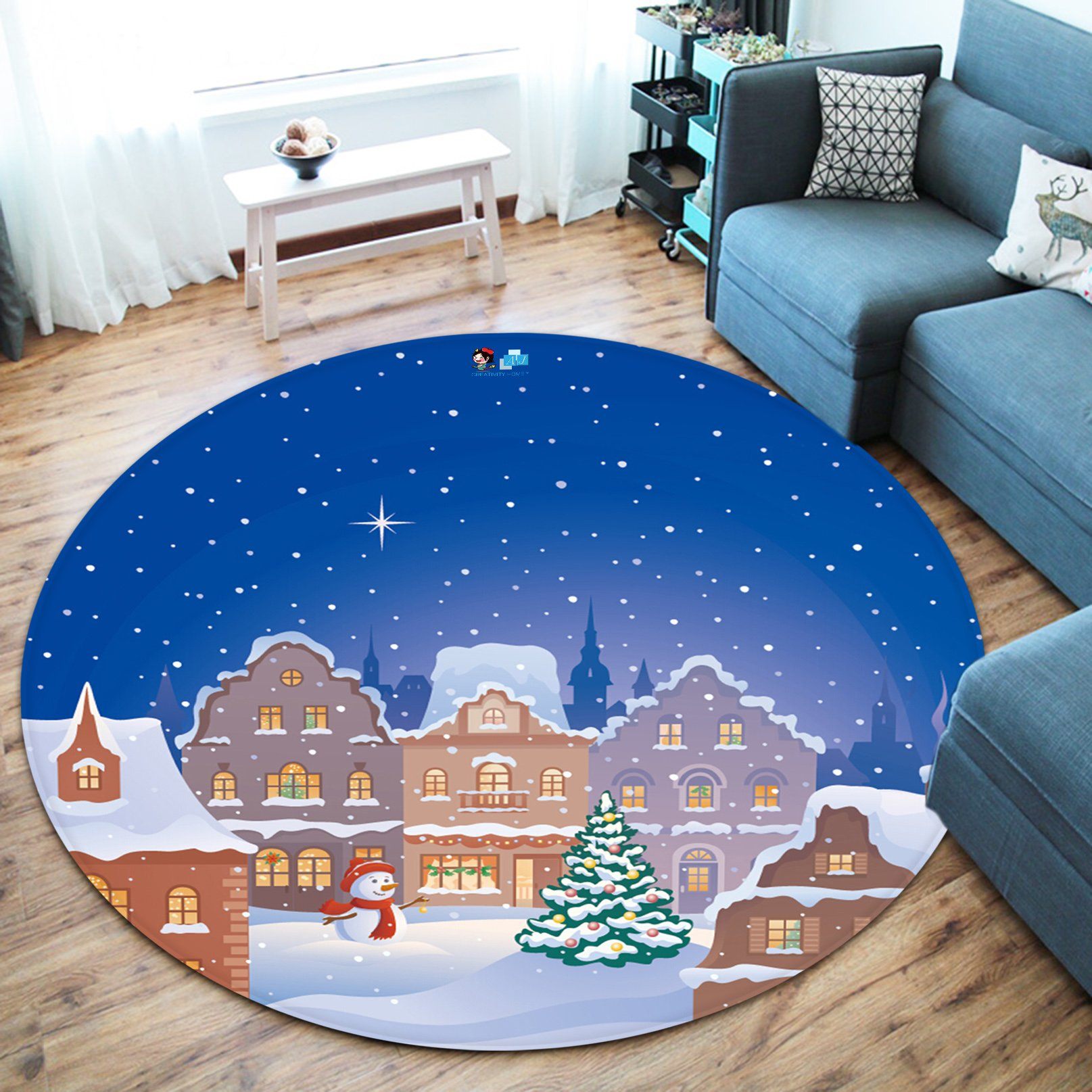 3D Colored Town Snow 054 Round Non Slip Rug Mat Mat AJ Creativity Home 