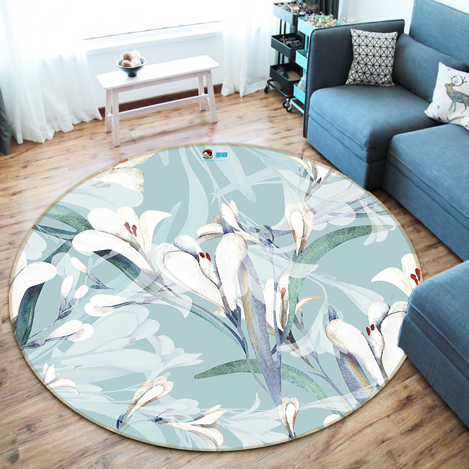 3D Lily 64133 Round Non Slip Rug Mat