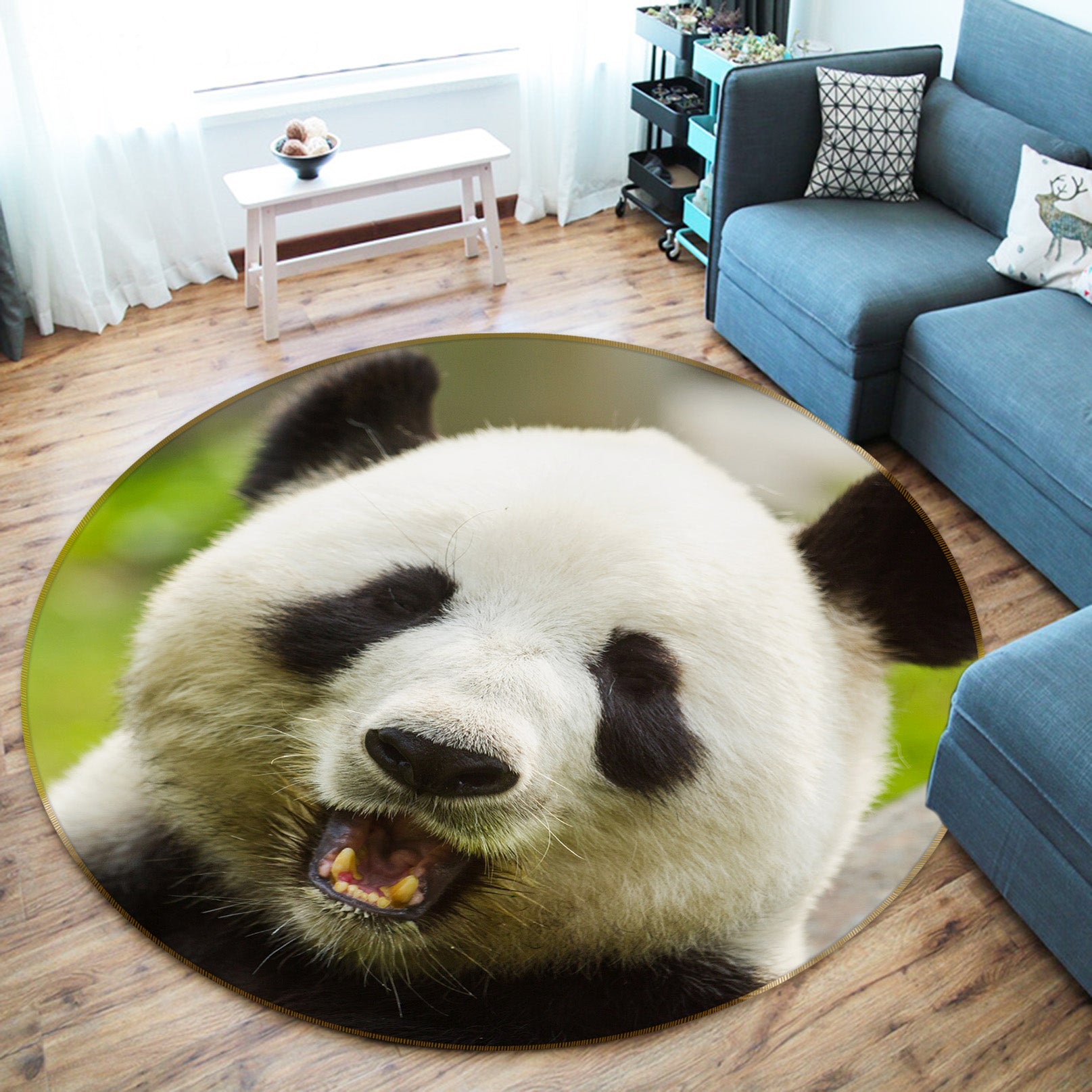 3D Panda 37194 Animal Round Non Slip Rug Mat