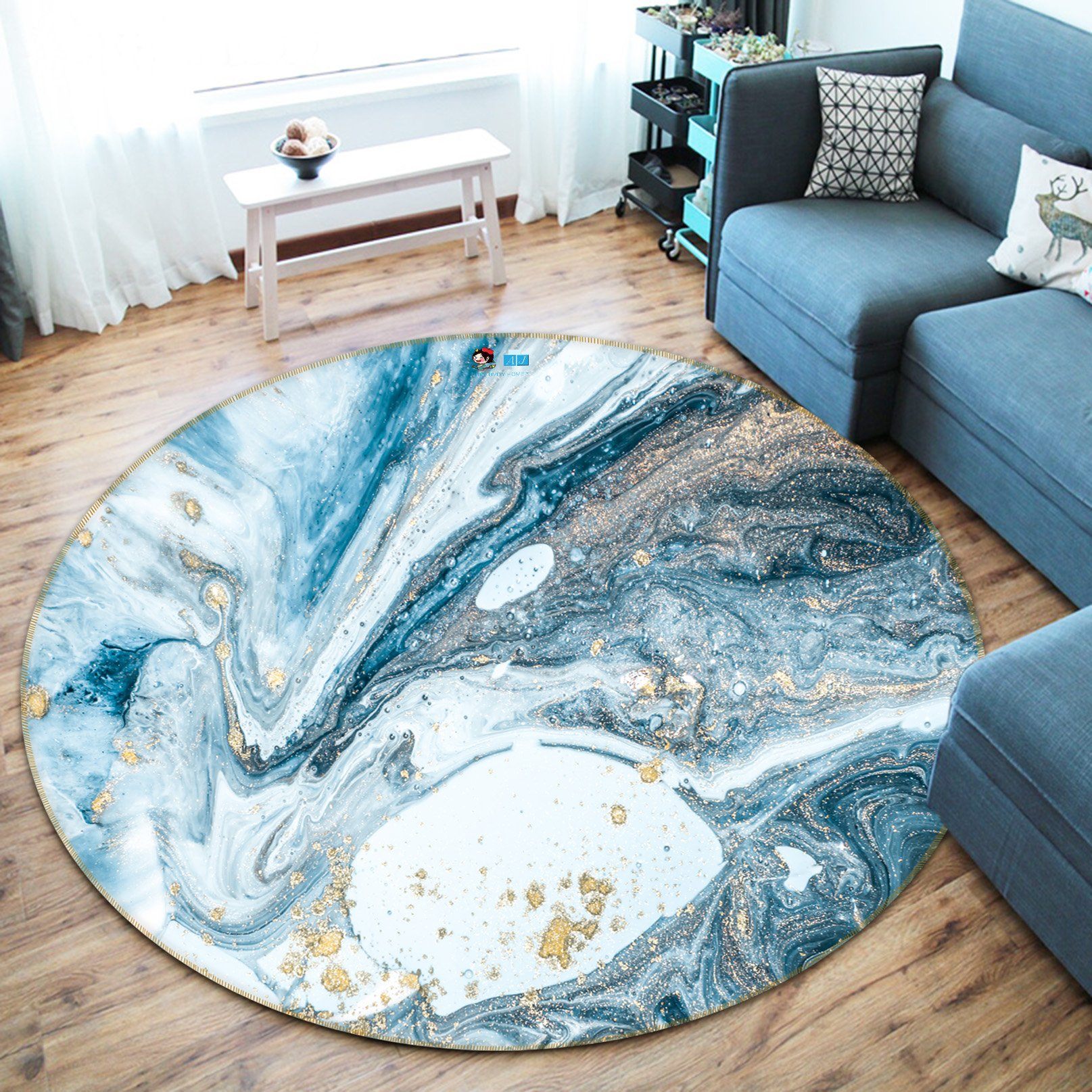3D Blue And White Pattern 274 Round Non Slip Rug Mat Mat AJ Creativity Home 