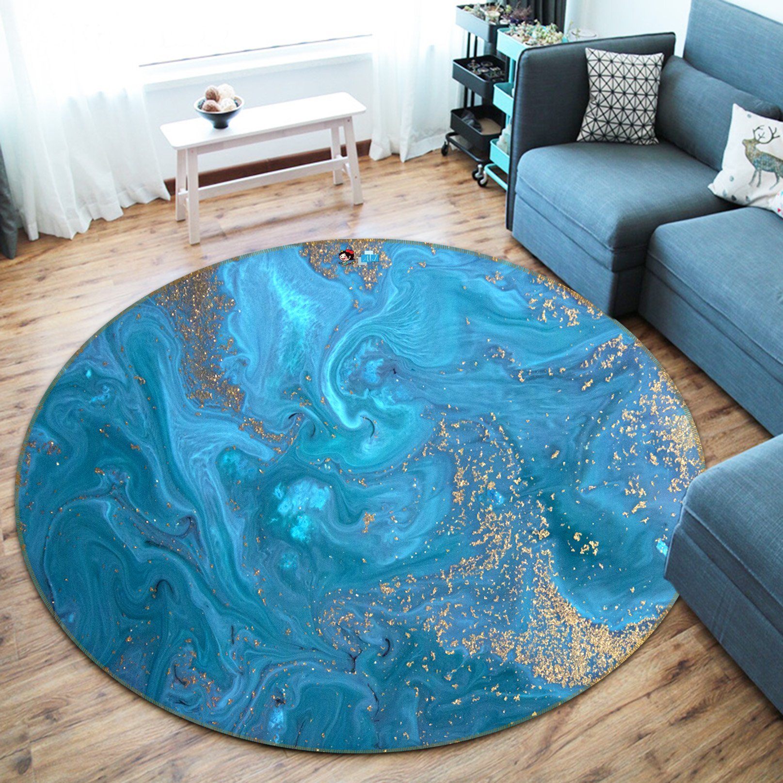 3D Blue Water Ripple 686 Round Non Slip Rug Mat Mat AJ Creativity Home 