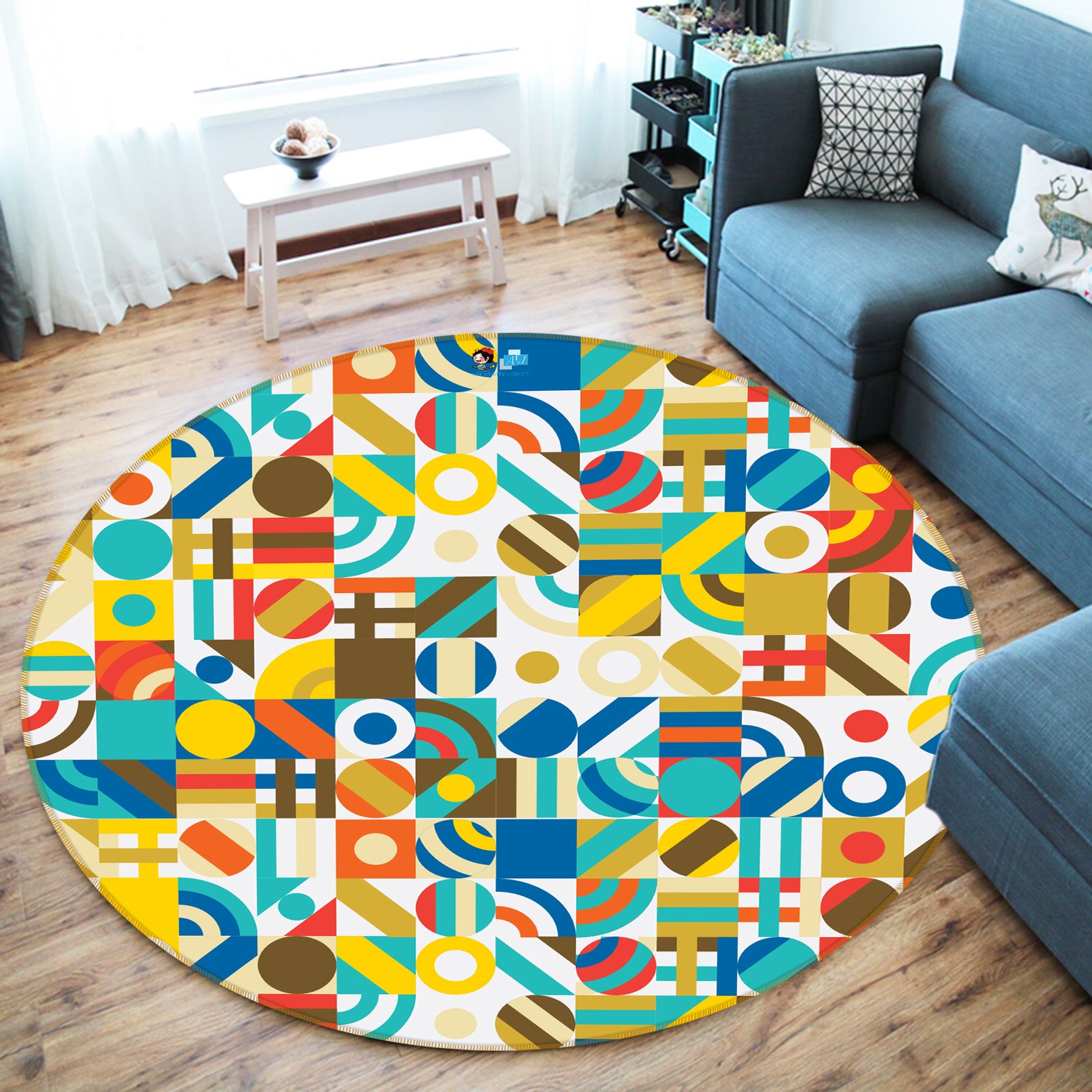 3D Color Pattern 81195 Round Non Slip Rug Mat