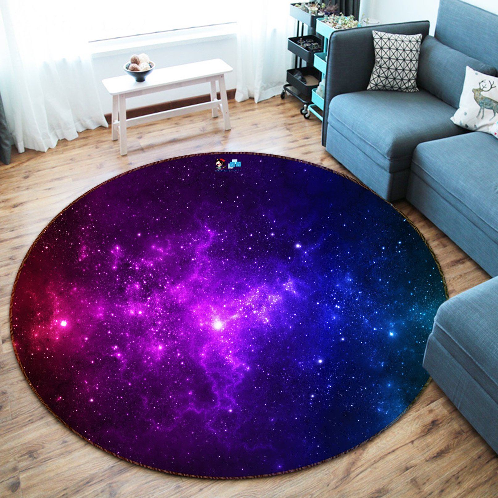 3D Purple Starry Sky 091 Round Non Slip Rug Mat Mat AJ Creativity Home 