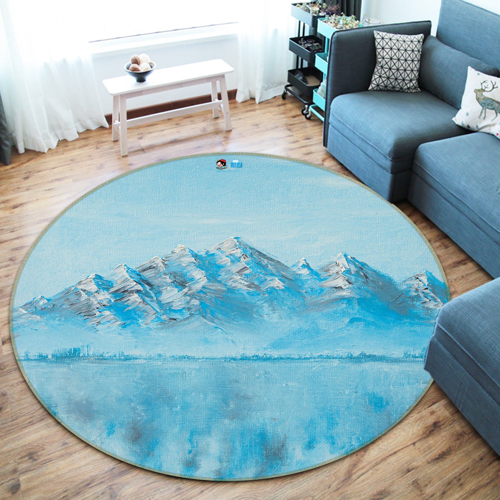 3D Iceberg 18138 Marina Zotova Rug Round Non Slip Rug Mat