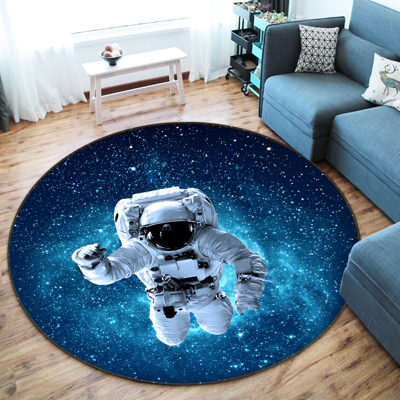 3D Astronaut 71227 Round Non Slip Rug Mat