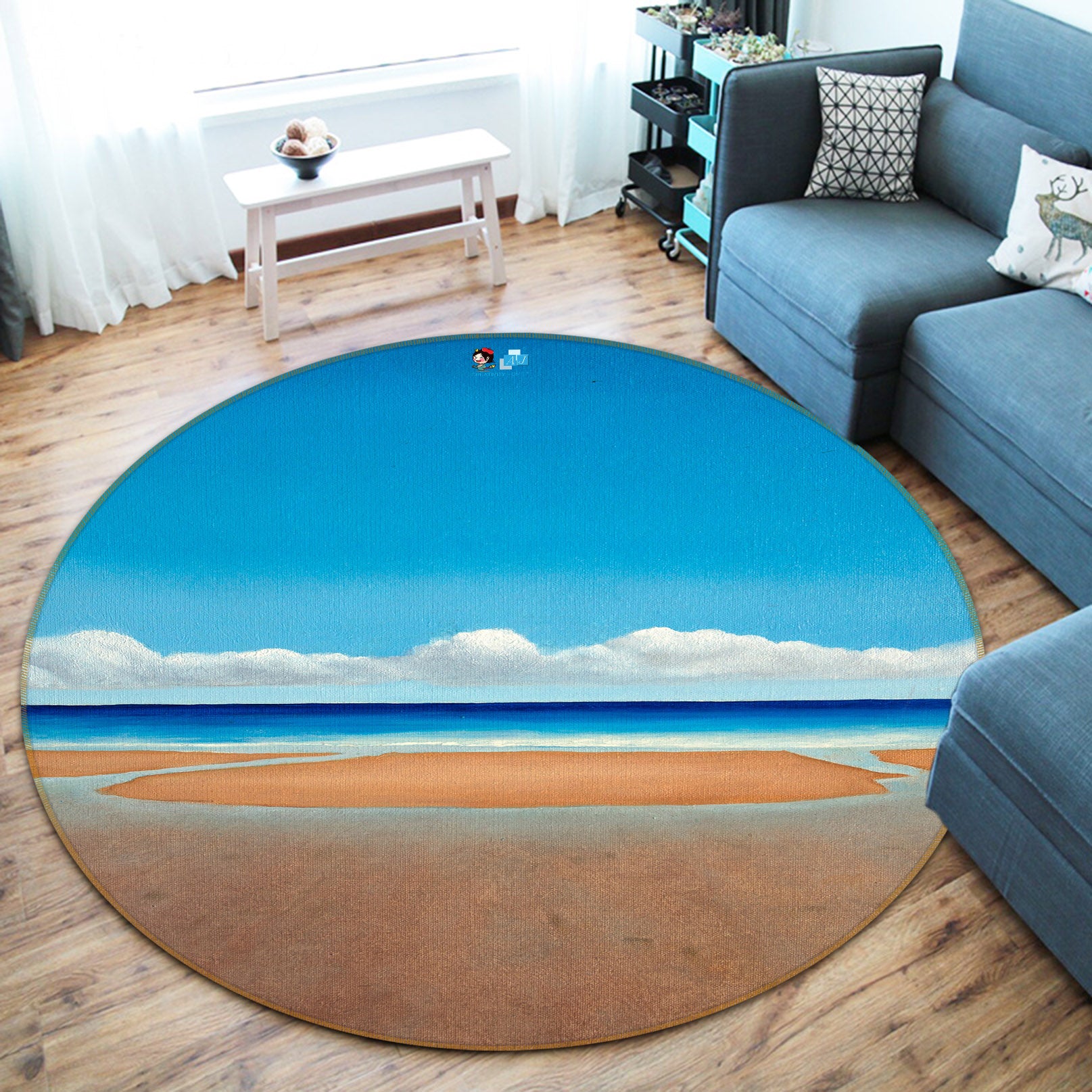 3D Beach 11097 Matthew Holden Bates Rug Round Non Slip Rug Mat