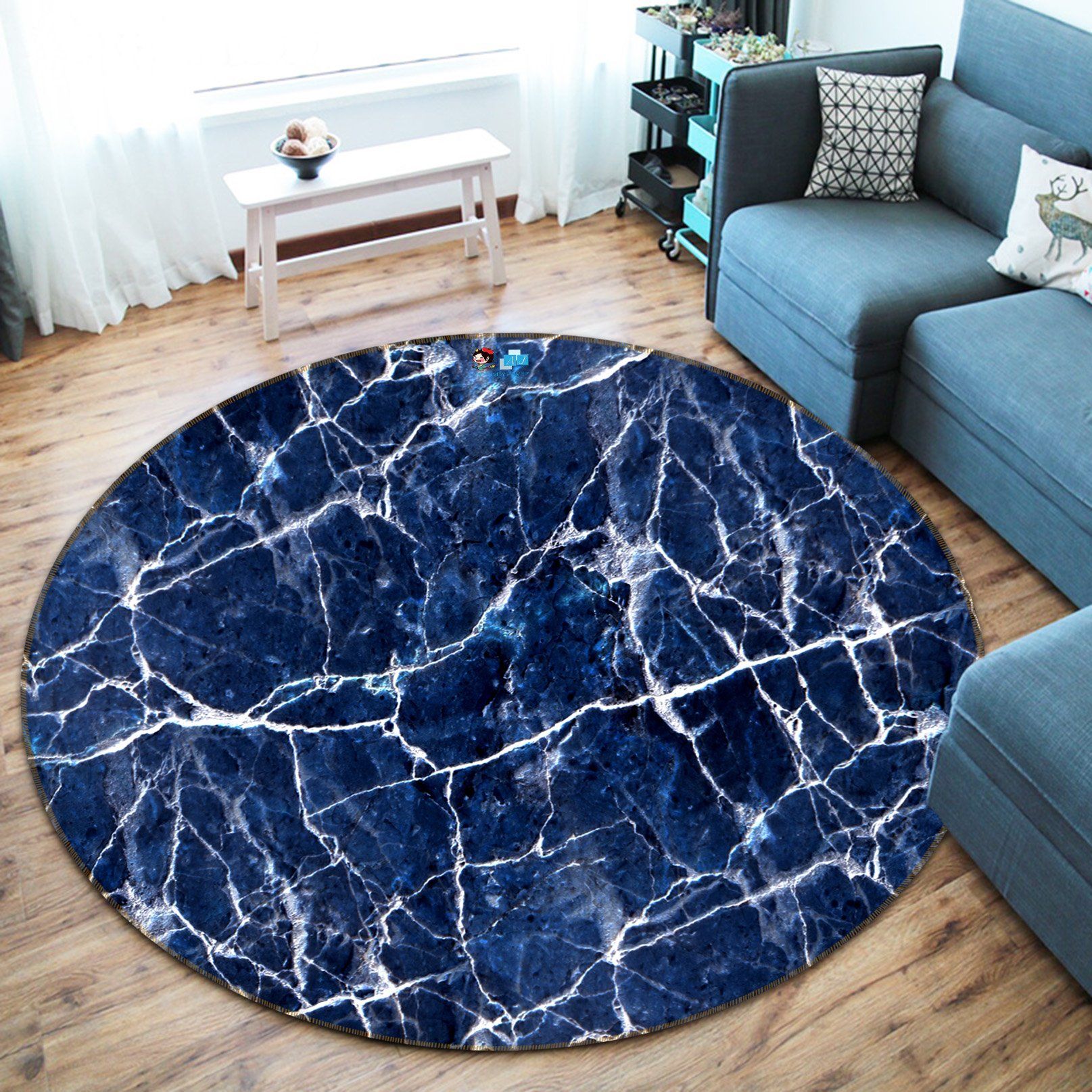3D Blue Marble Texture 635 Round Non Slip Rug Mat Mat AJ Creativity Home 