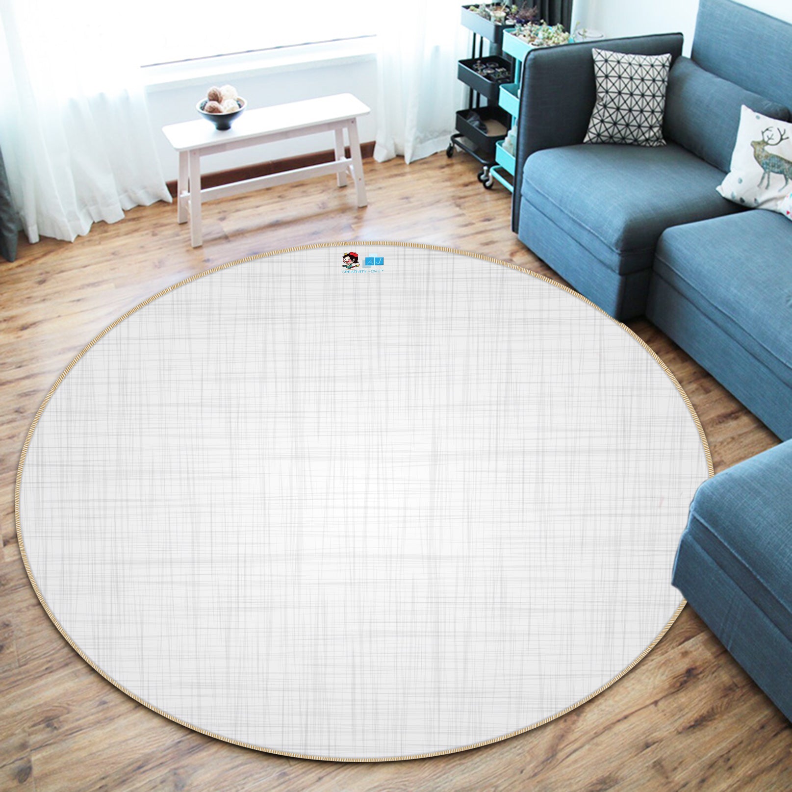 3D White 64103 Round Non Slip Rug Mat