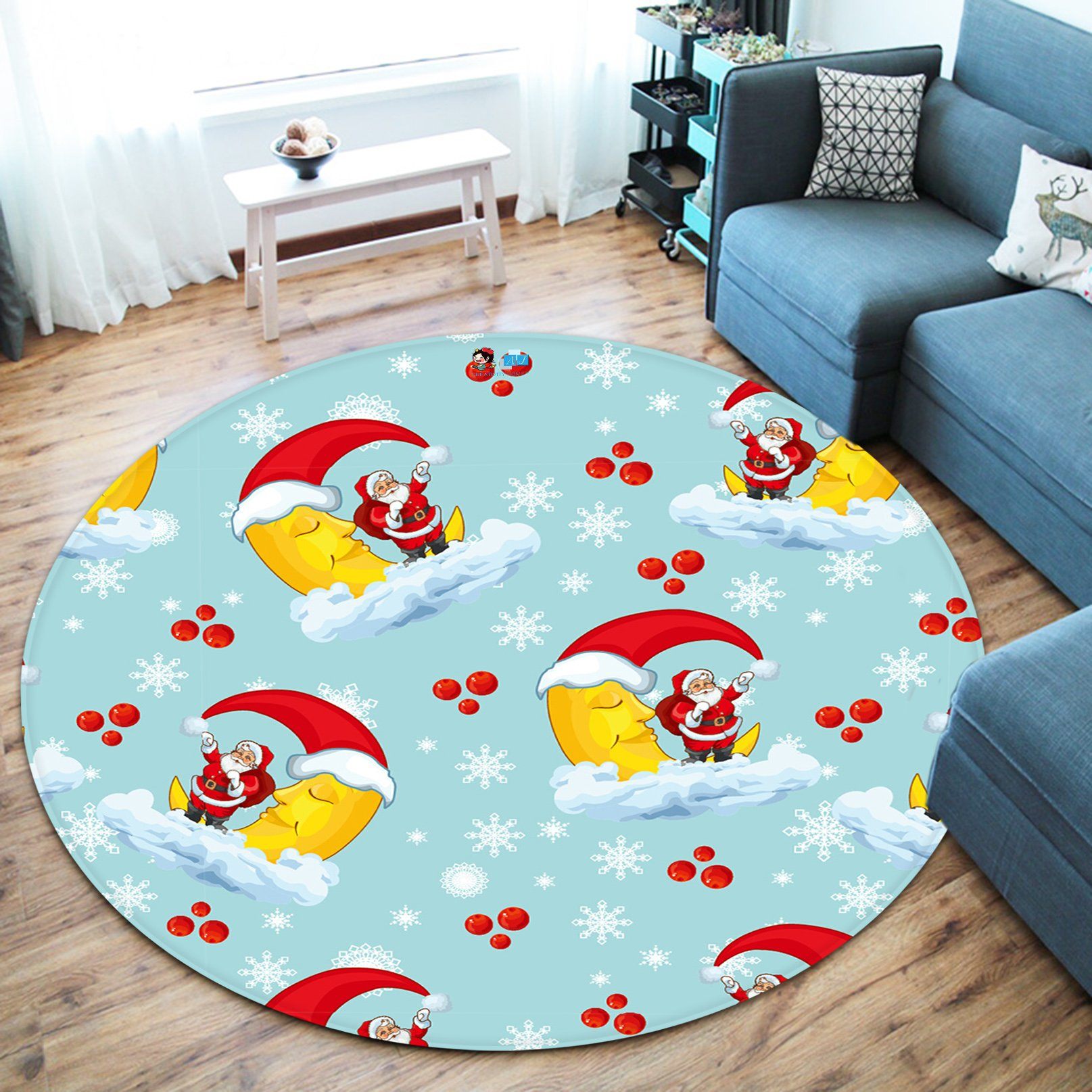 3D Yellow Moon Hat 097 Round Non Slip Rug Mat Mat AJ Creativity Home 