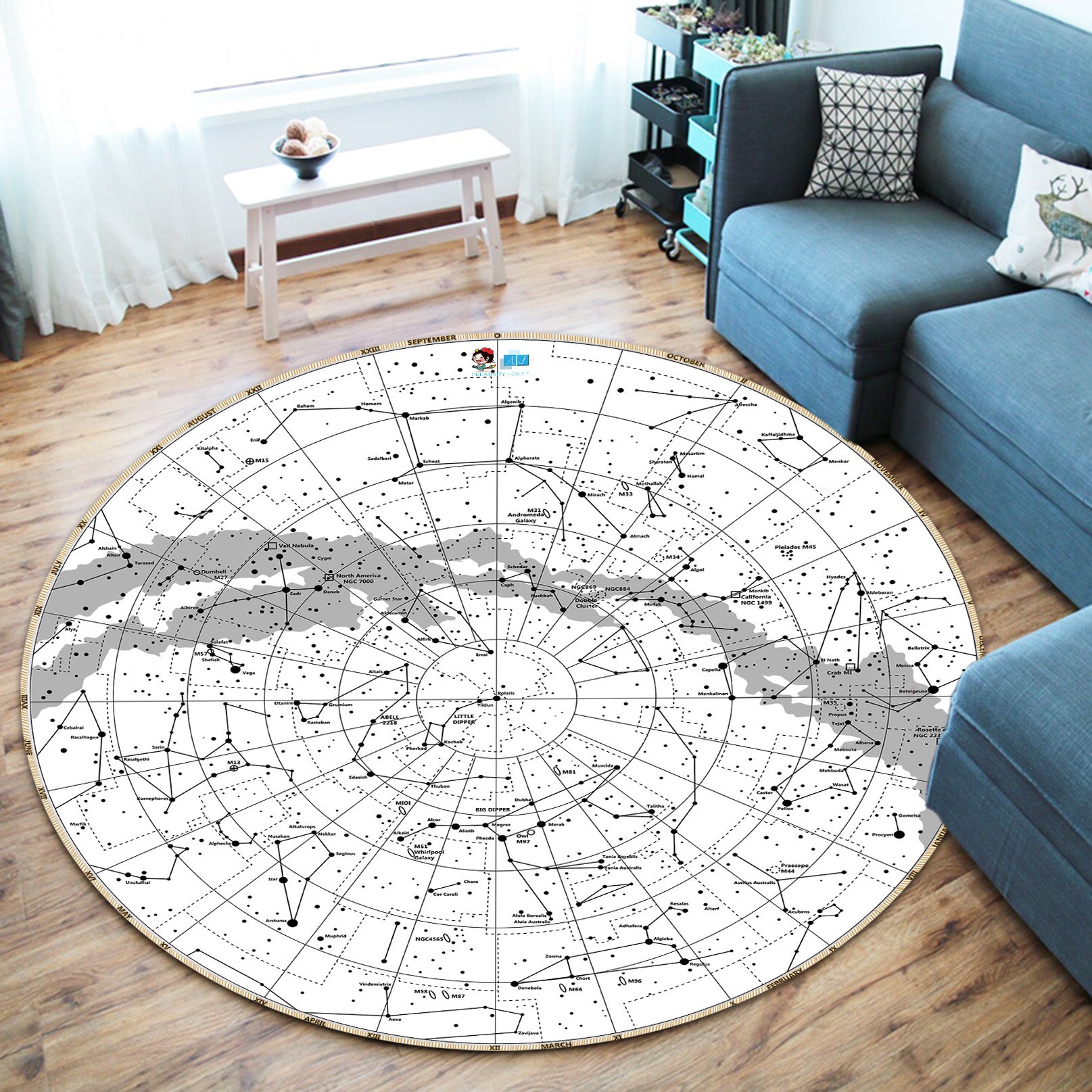 3D Constellation 72080 Round Non Slip Rug Mat